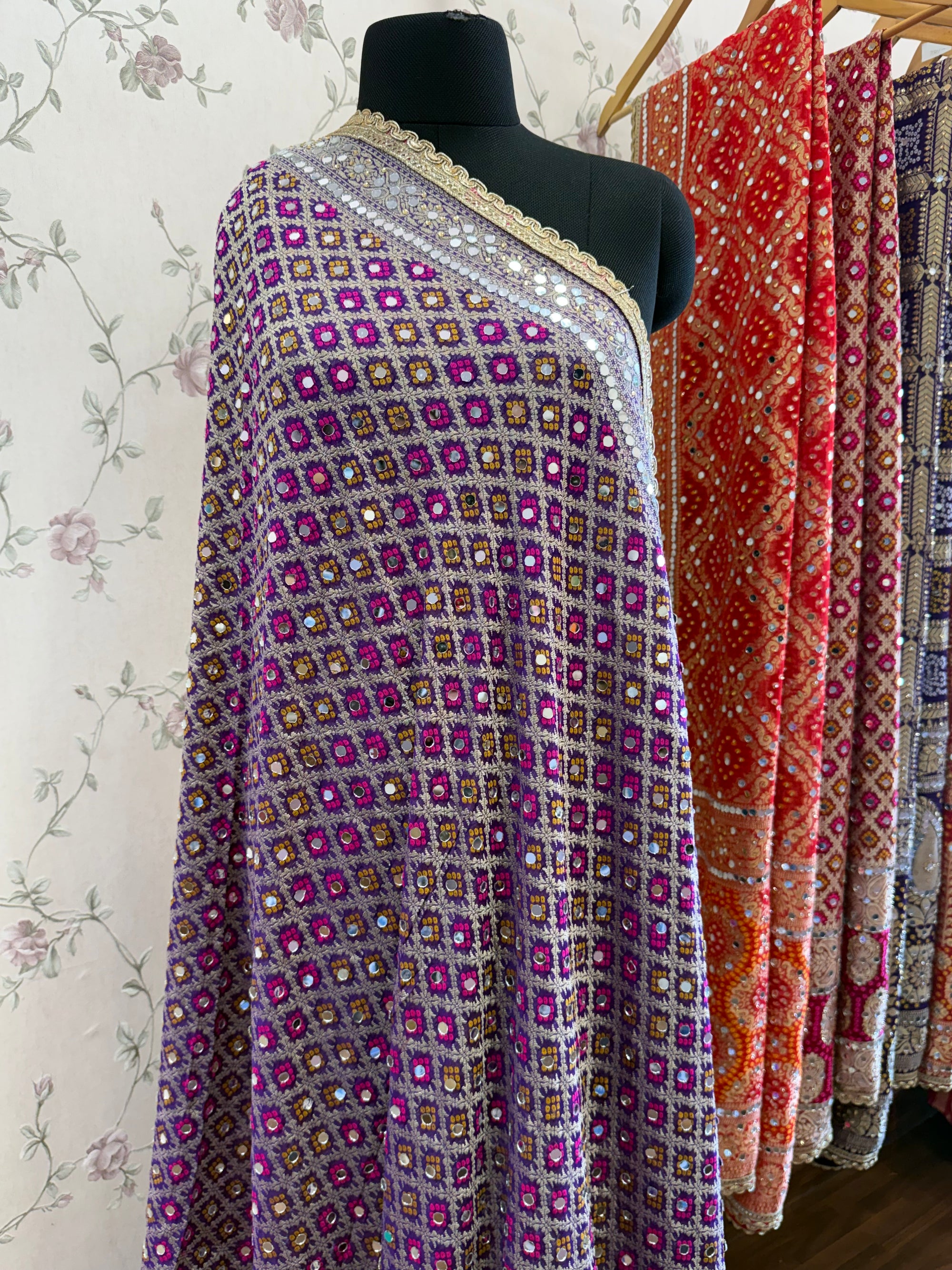 Heavy Mirror jacquard dupatta