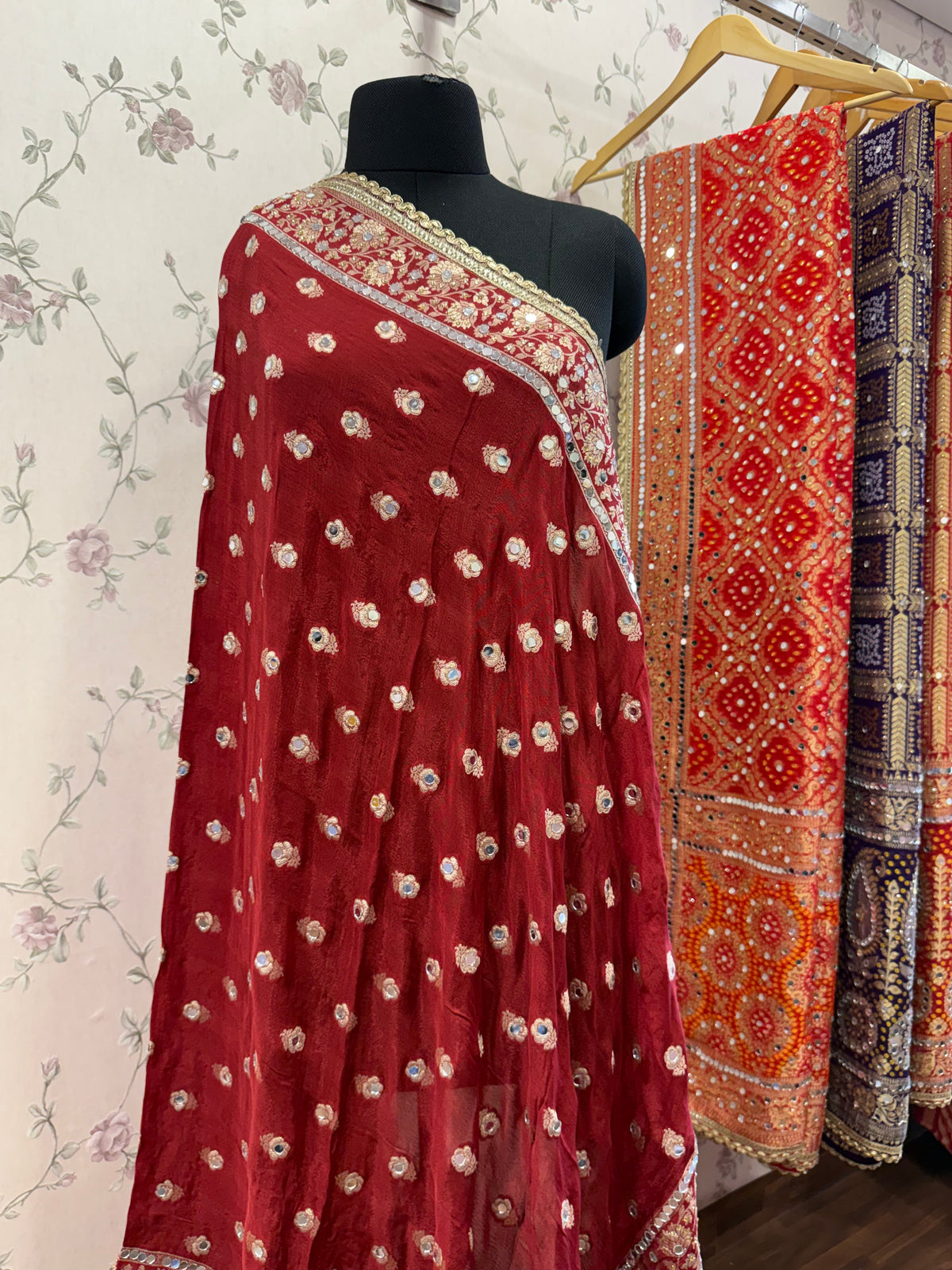 Heavy Mirror jacquard dupatta