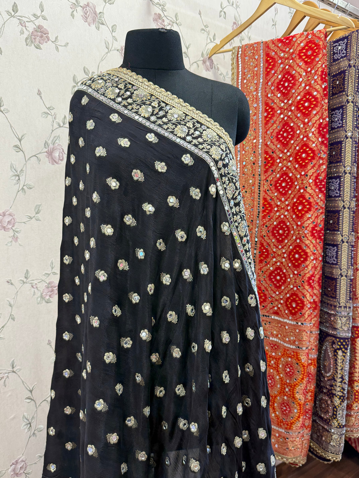 Heavy Mirror jacquard dupatta