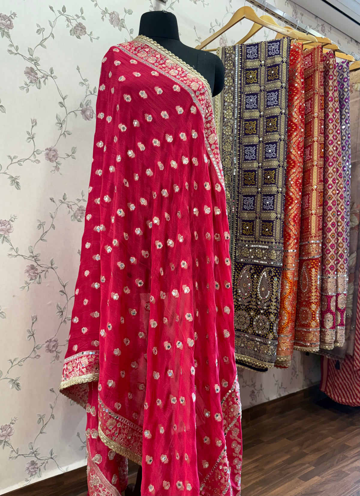 Heavy Mirror jacquard dupatta