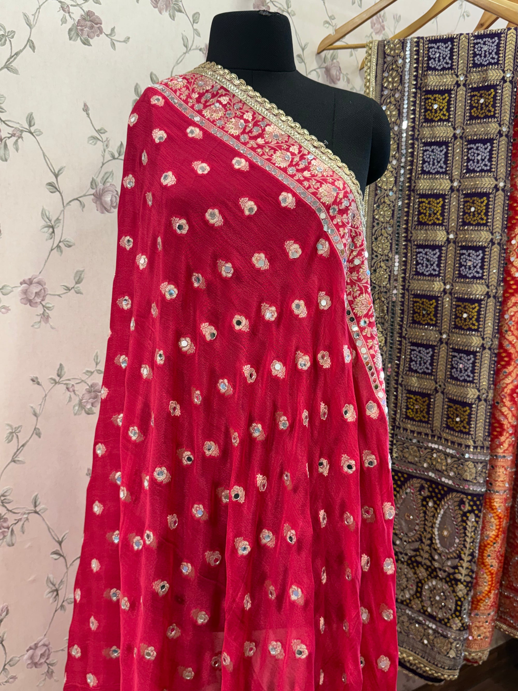 Heavy Mirror jacquard dupatta