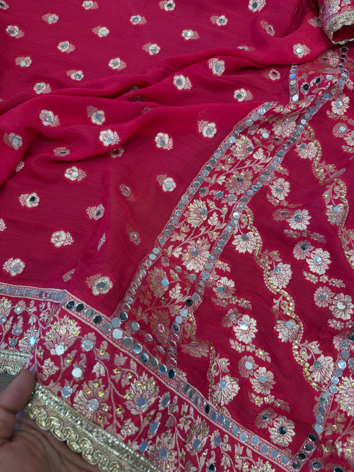 Heavy Mirror jacquard dupatta