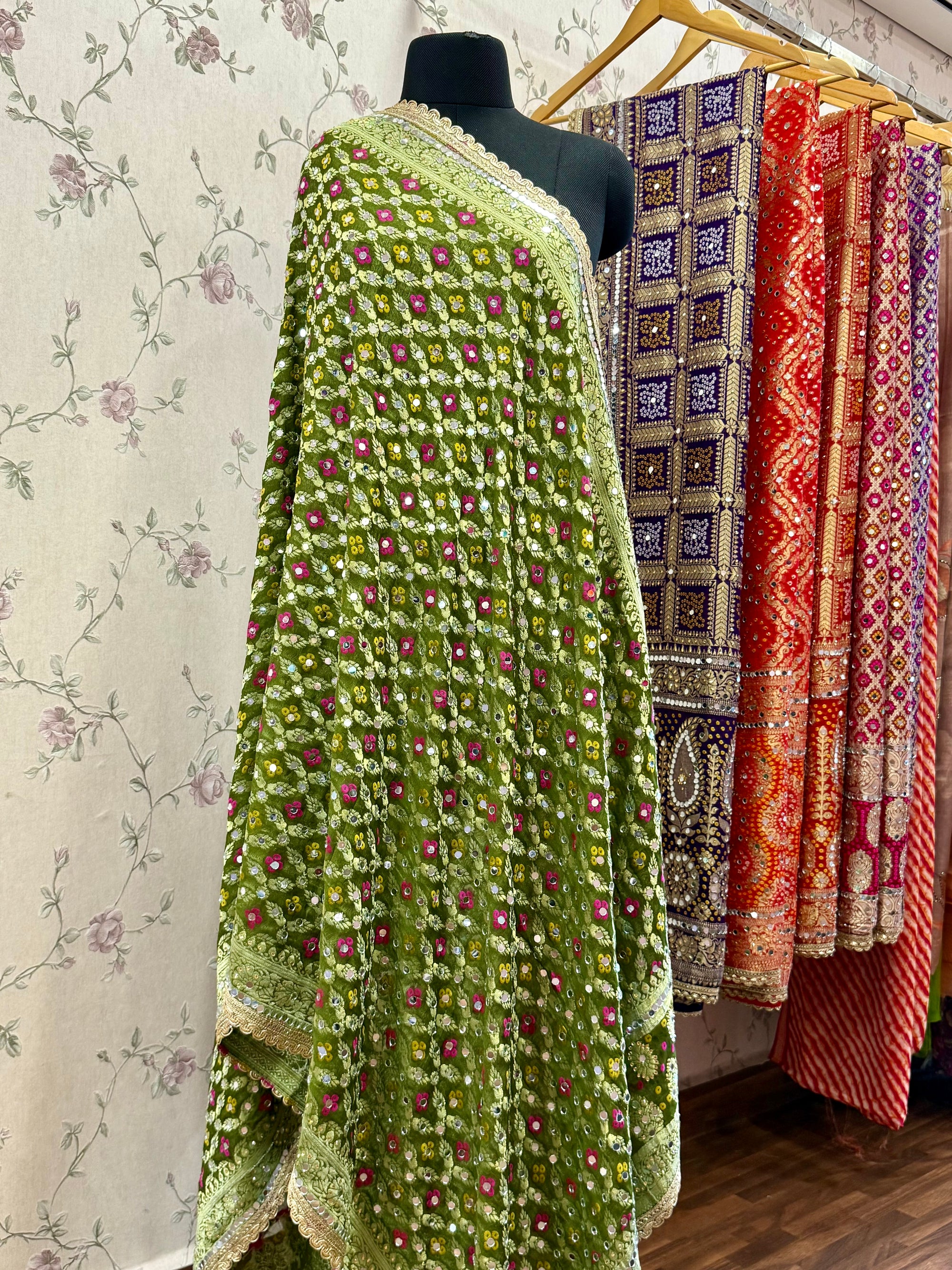 Heavy Mirror jacquard dupatta