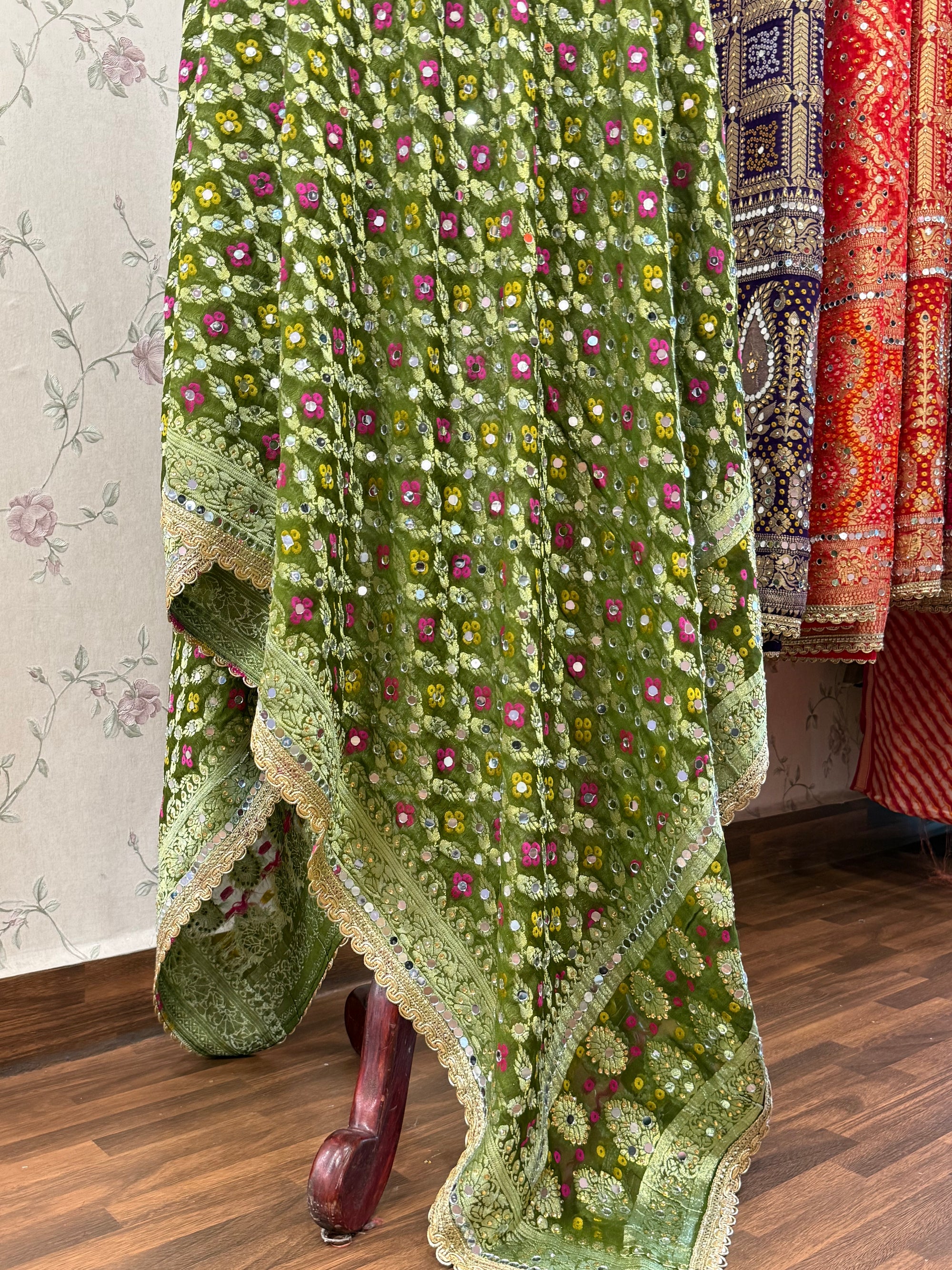 Heavy Mirror jacquard dupatta