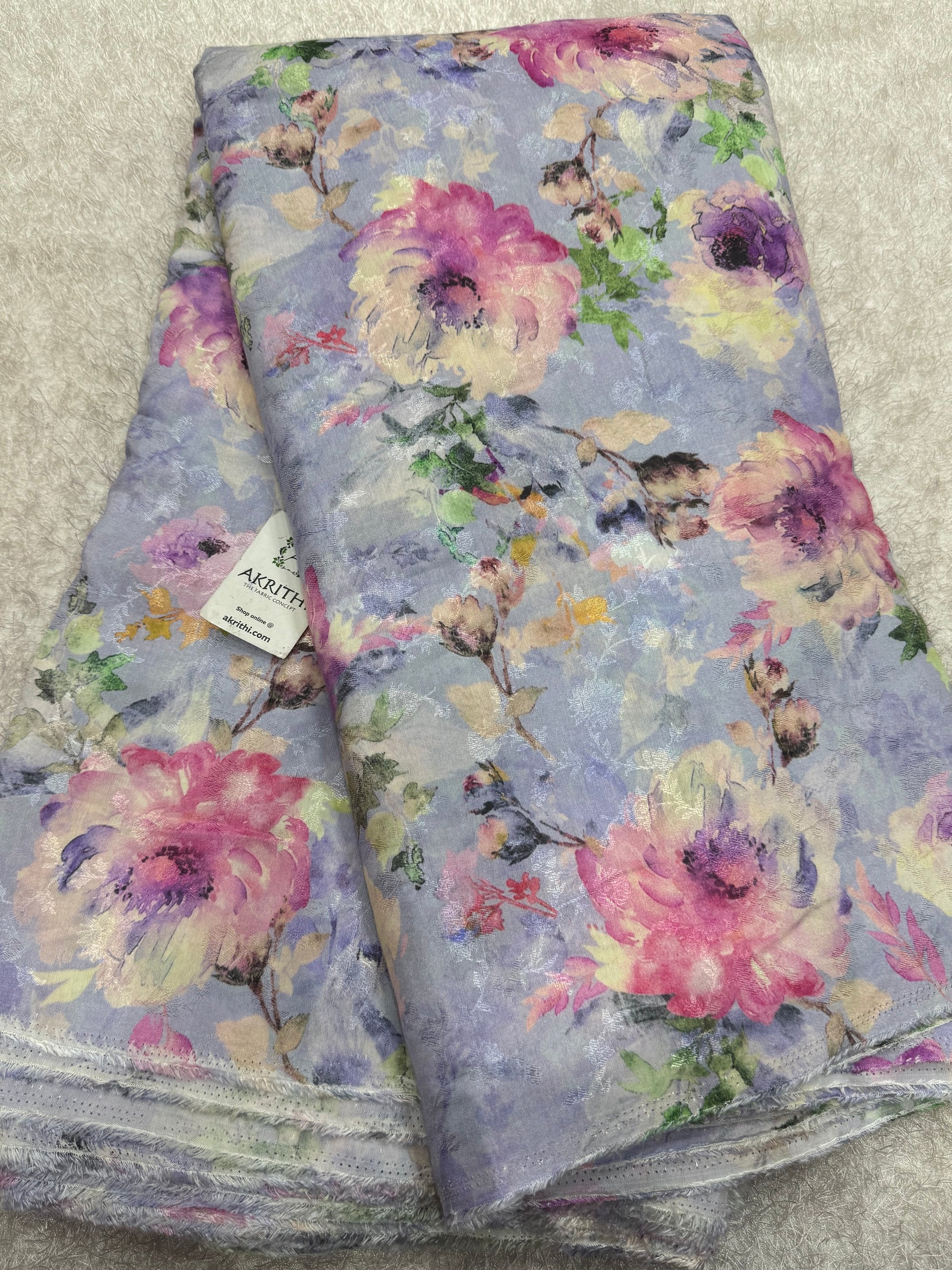 Printed pure viscose muslin fabric