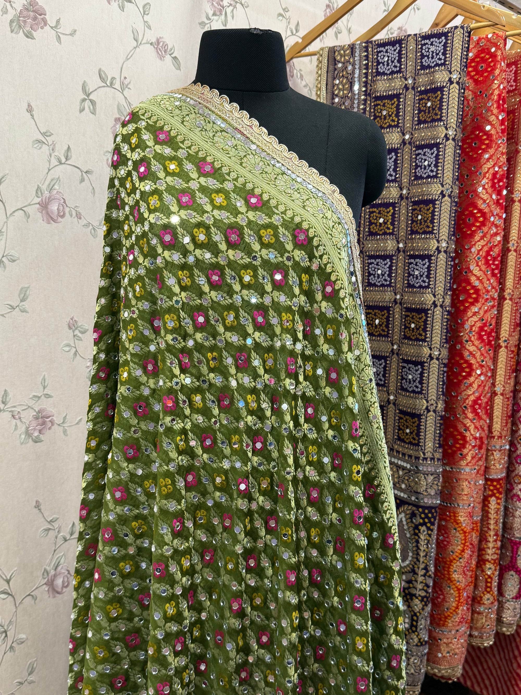 Heavy Mirror jacquard dupatta