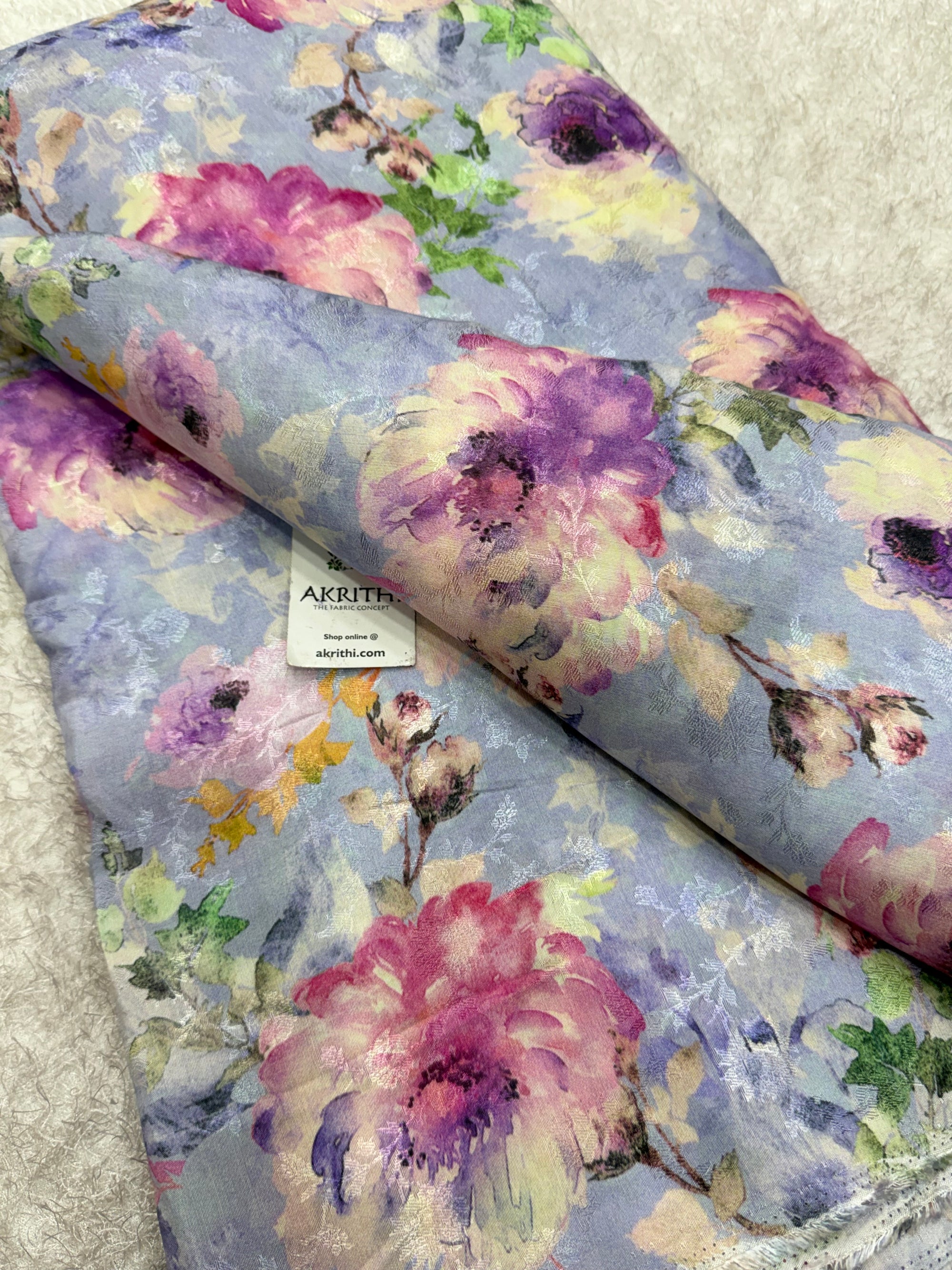 Printed pure viscose muslin fabric