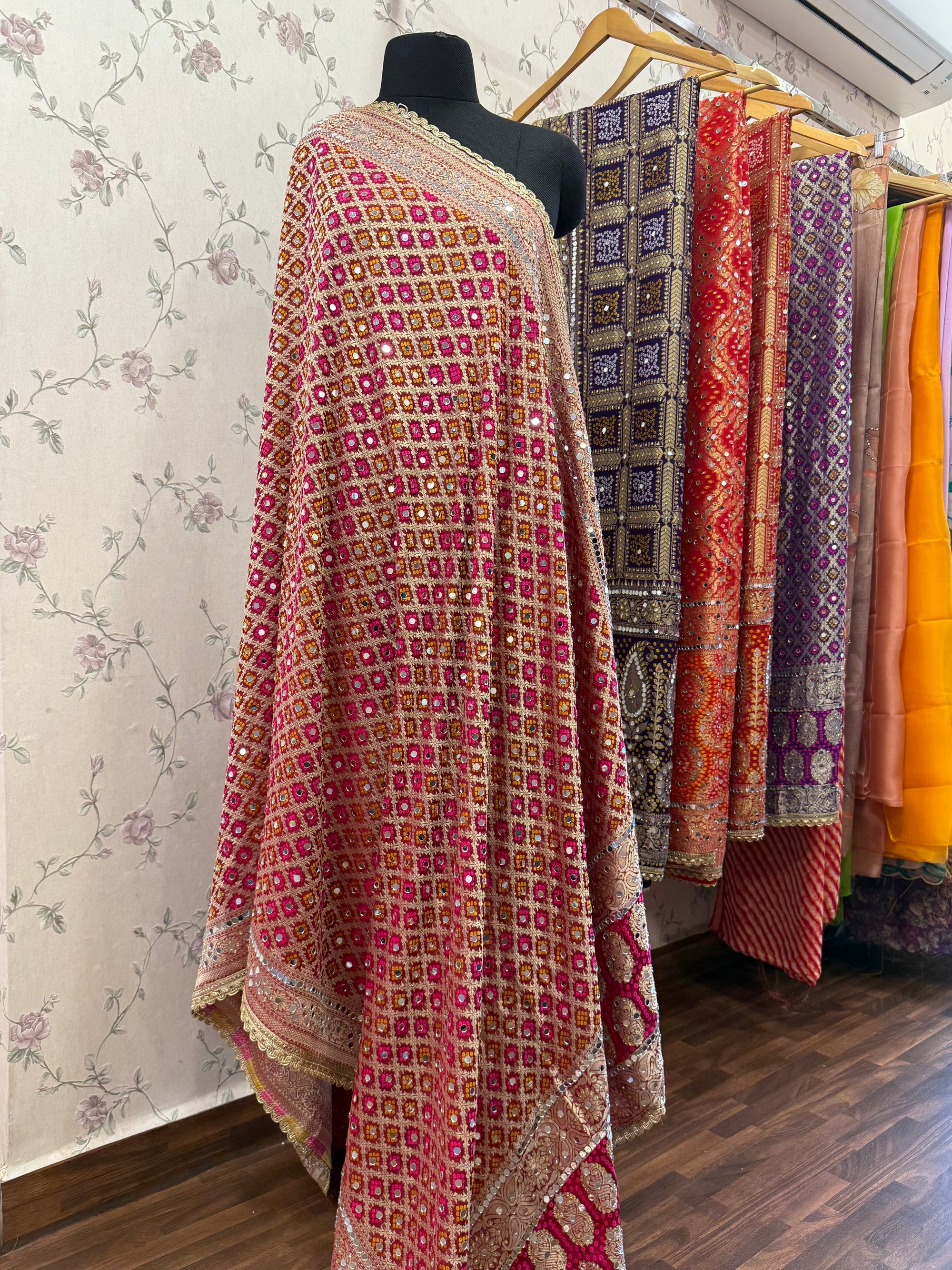 Heavy Mirror jacquard dupatta