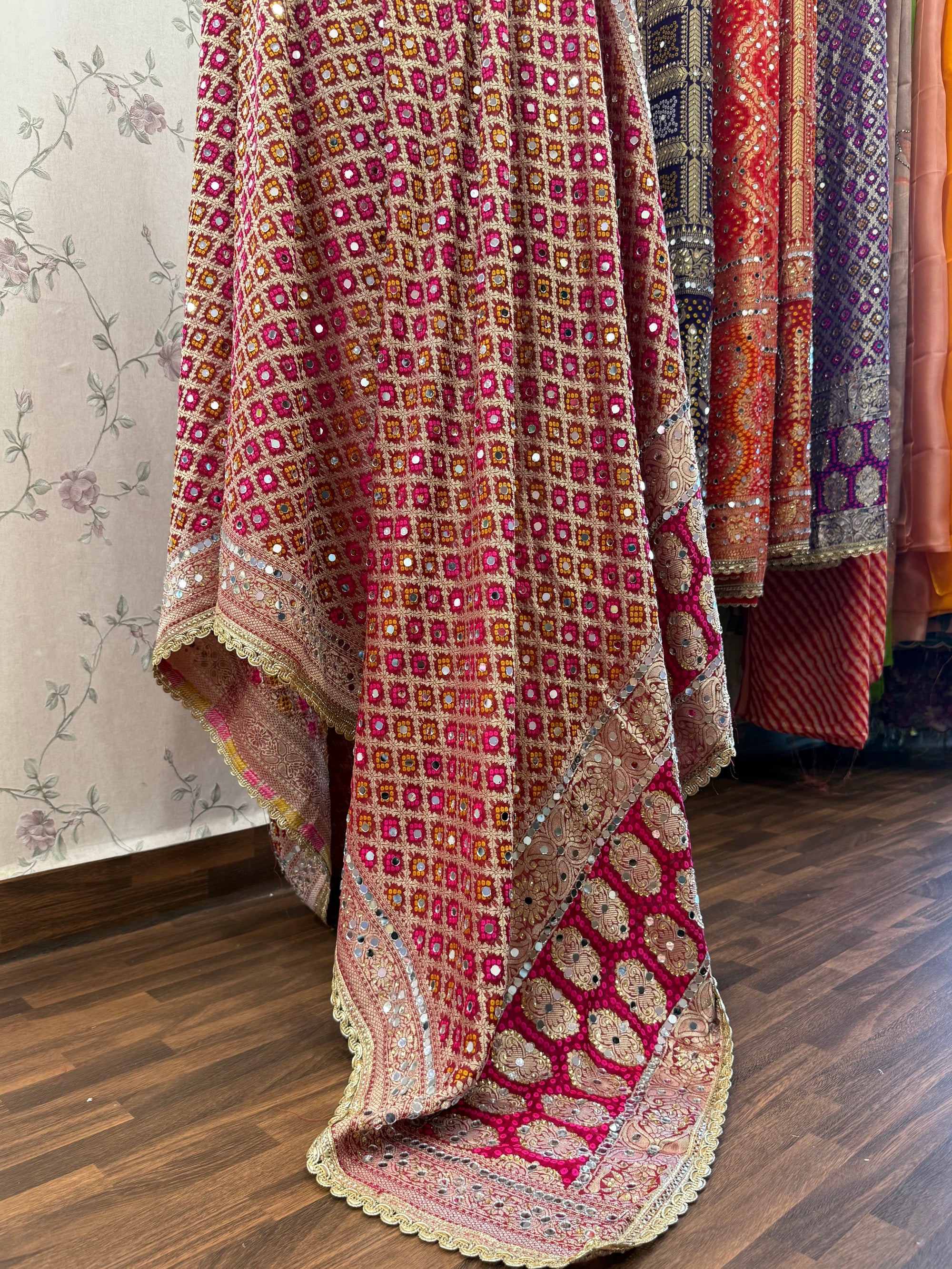 Heavy Mirror jacquard dupatta