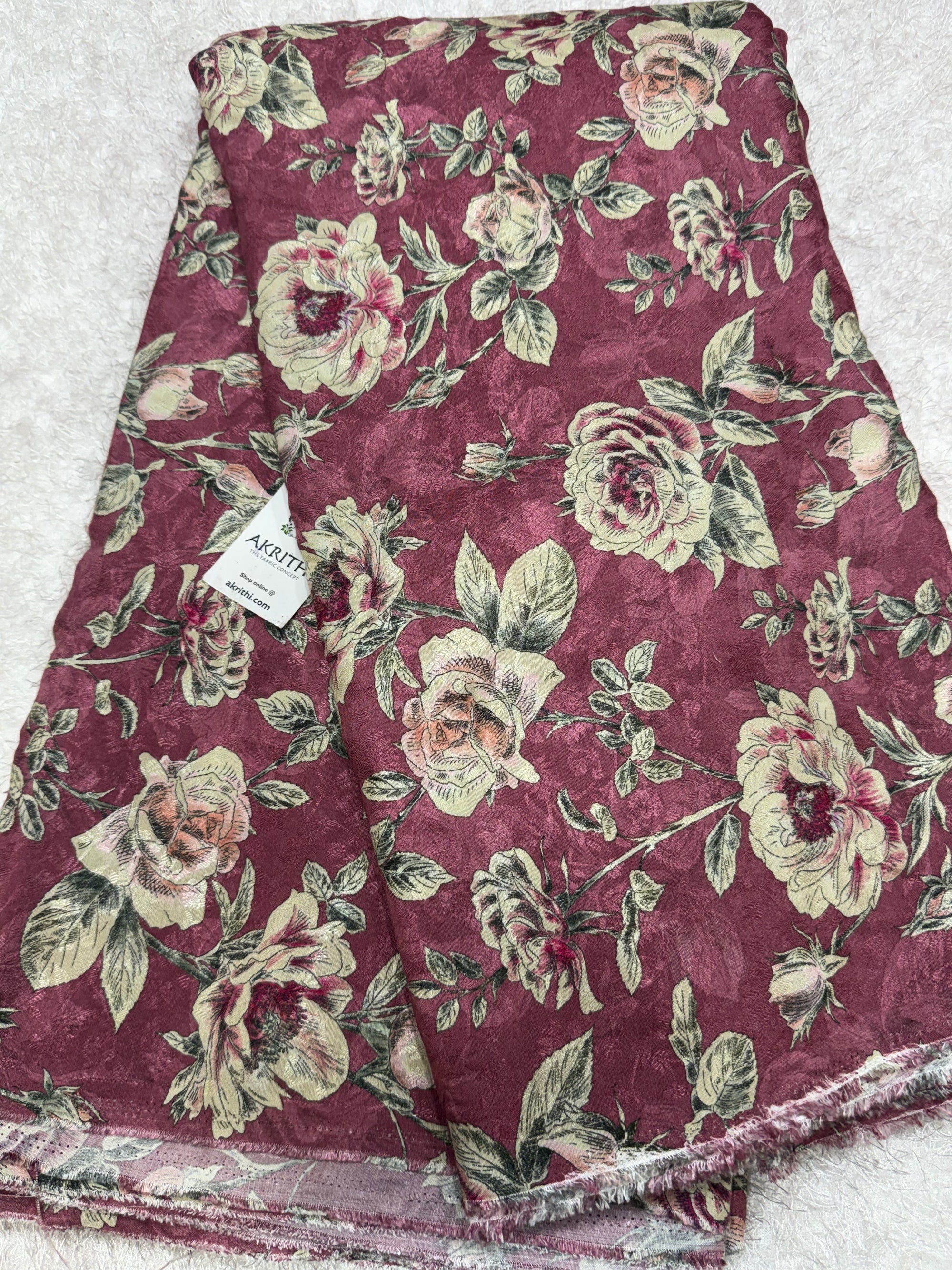 Printed pure viscose muslin jacquard fabric