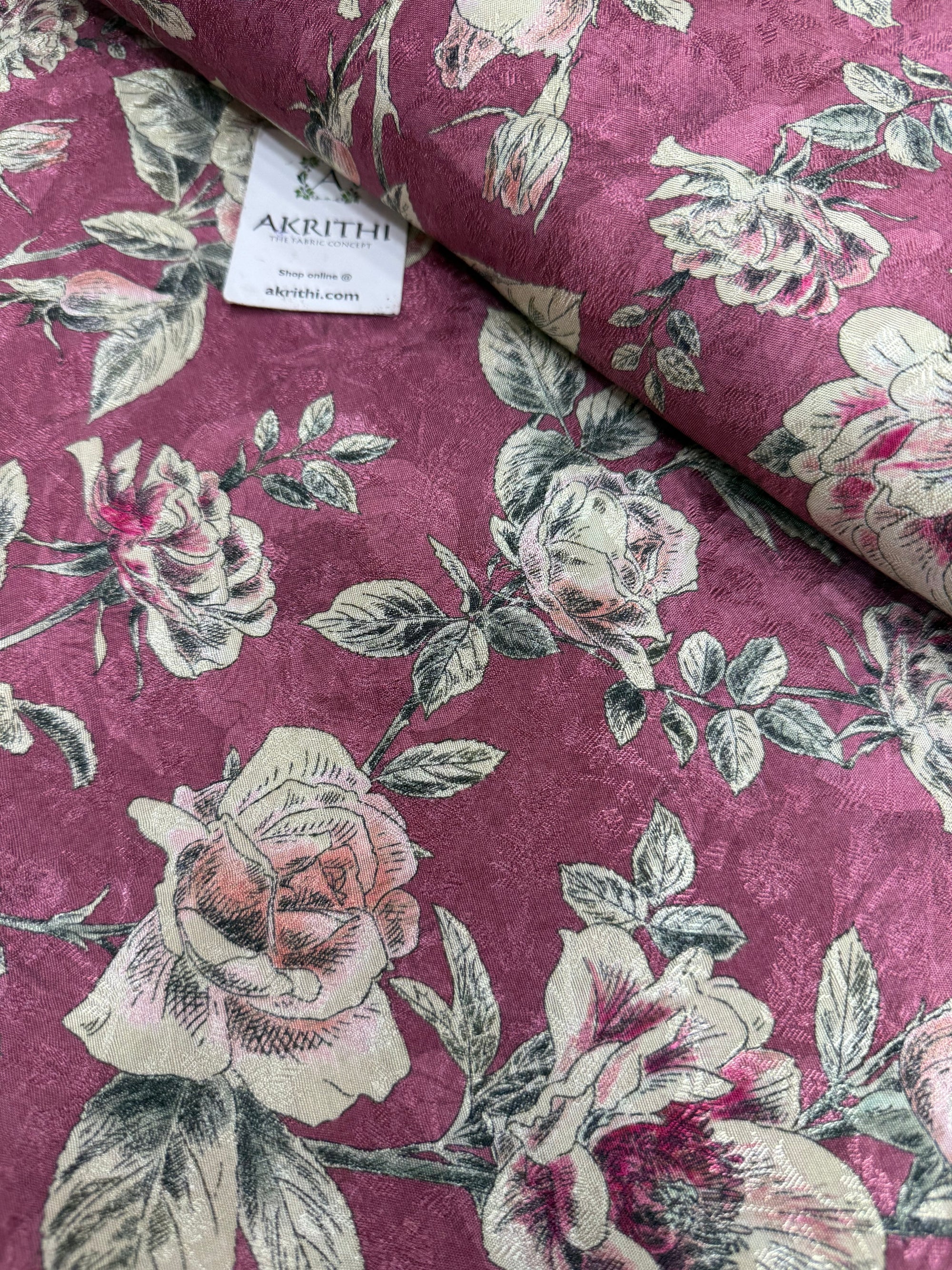 Printed pure viscose muslin jacquard fabric