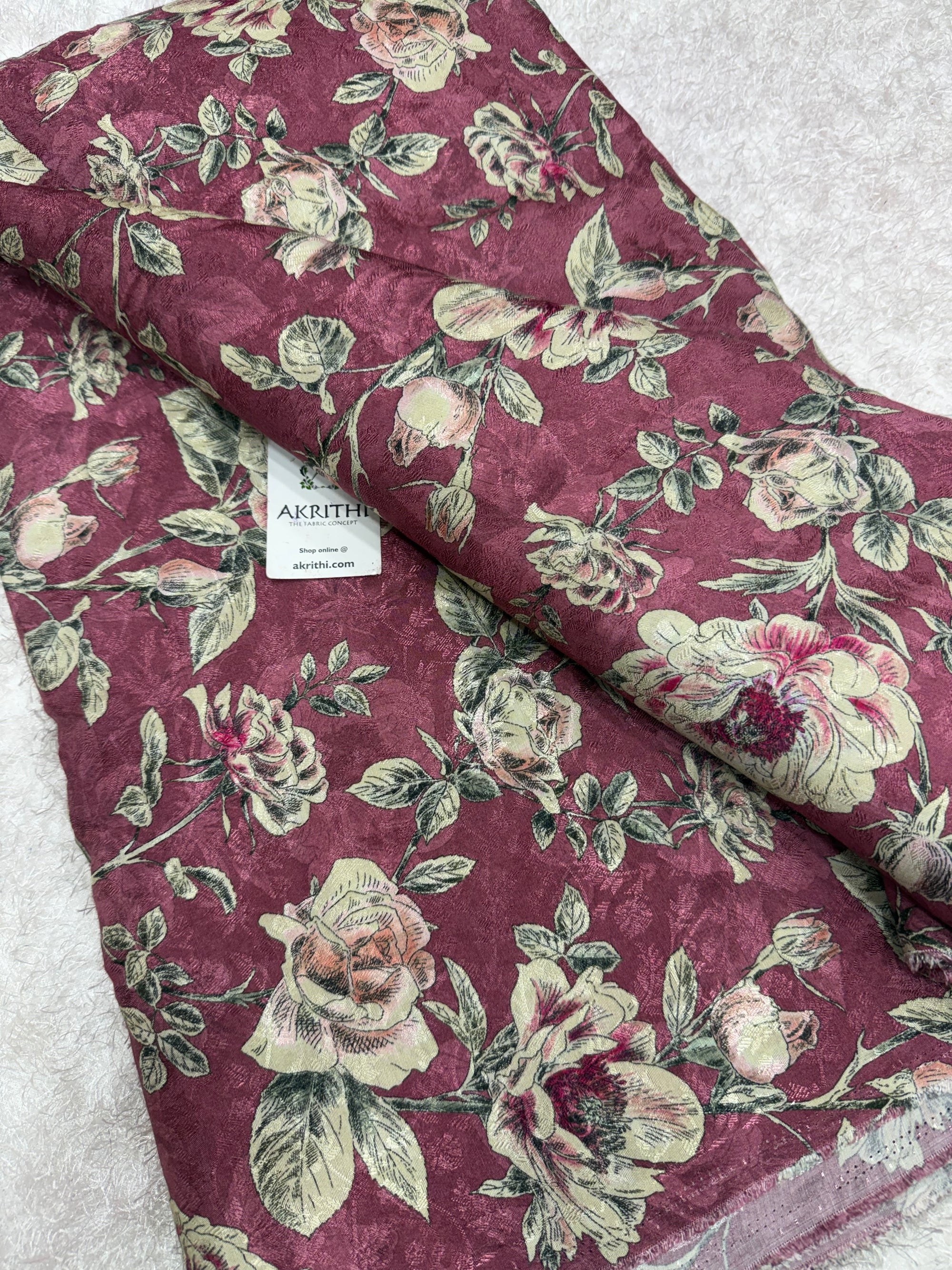 Printed pure viscose muslin jacquard fabric
