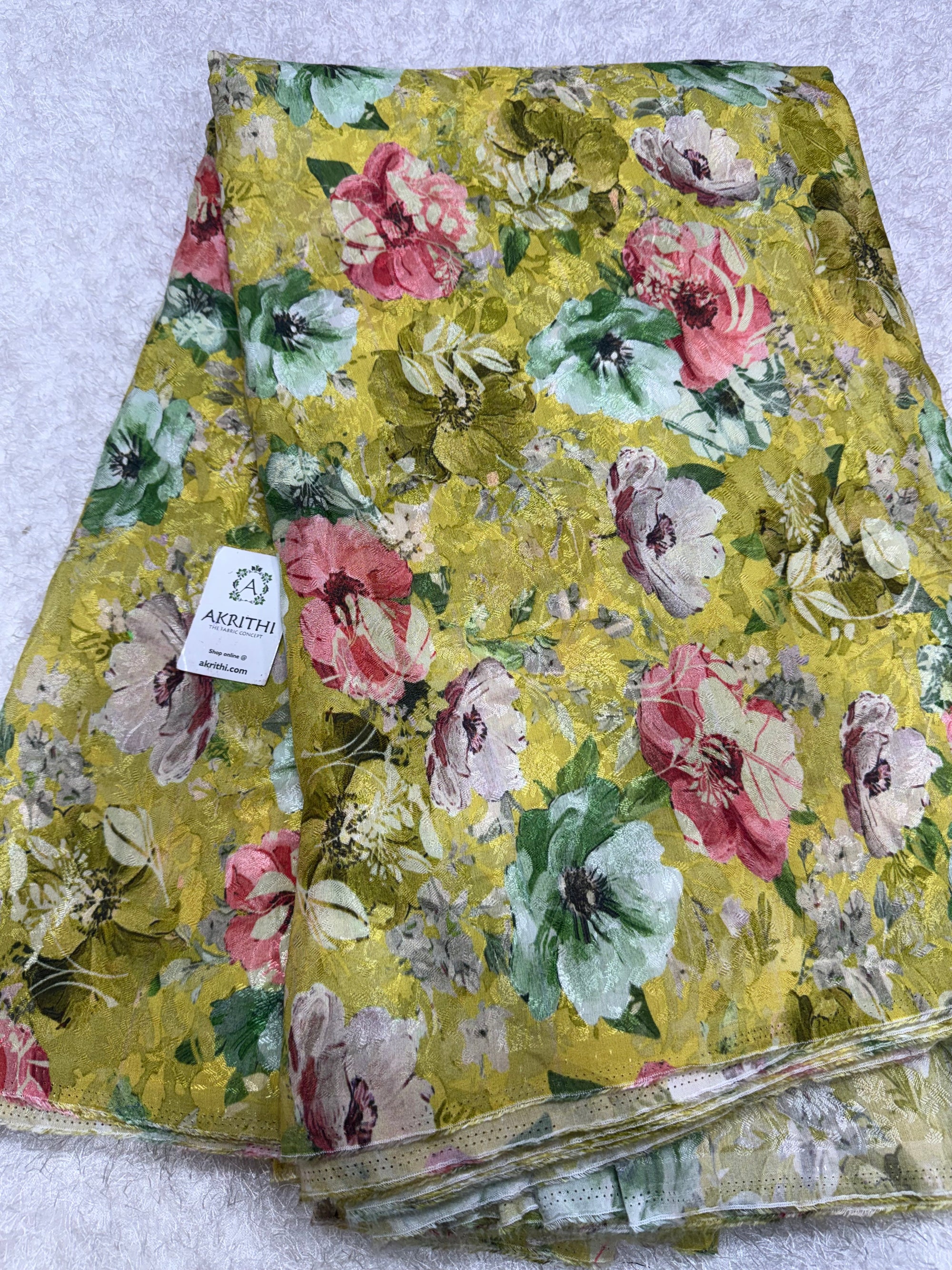 Printed pure viscose muslin jacquard fabric
