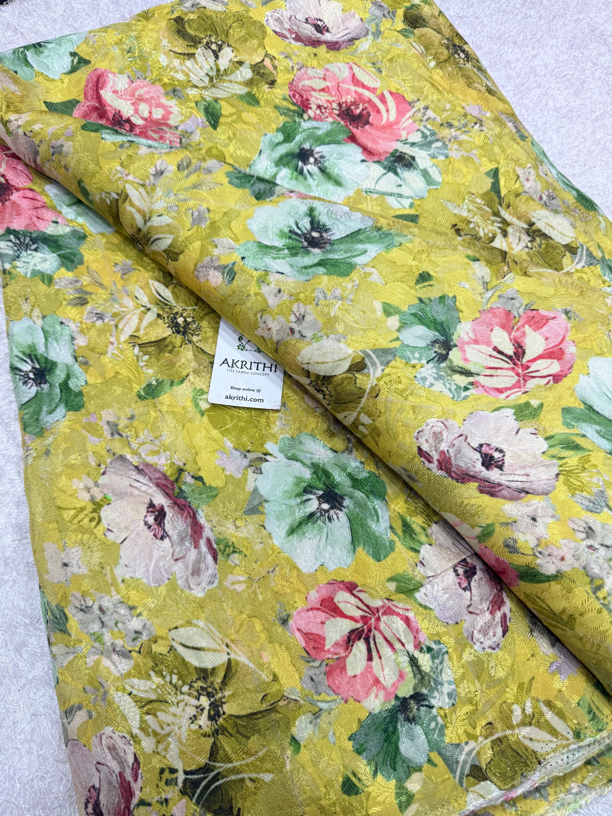 Printed pure viscose muslin jacquard fabric