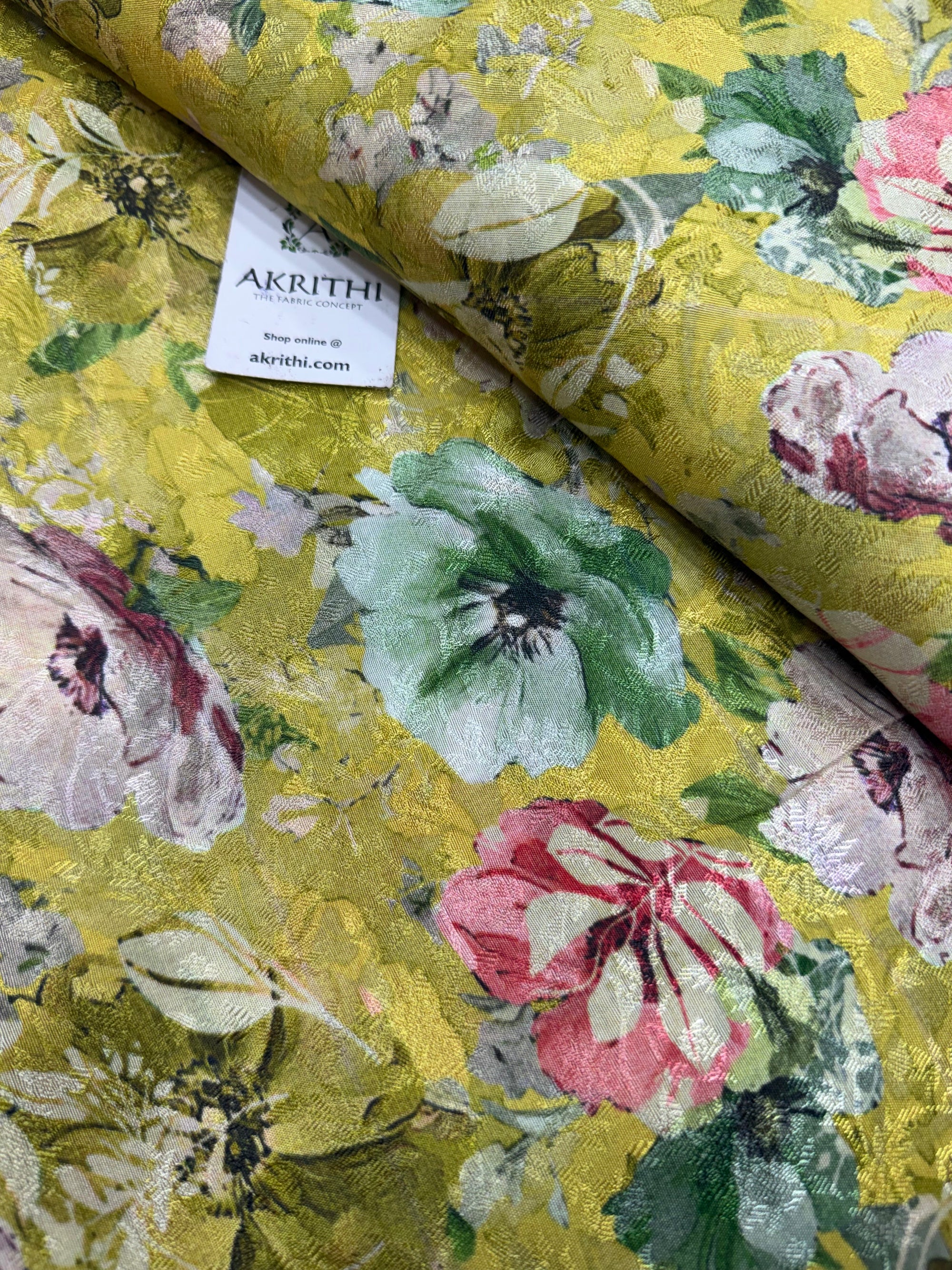 Printed pure viscose muslin jacquard fabric