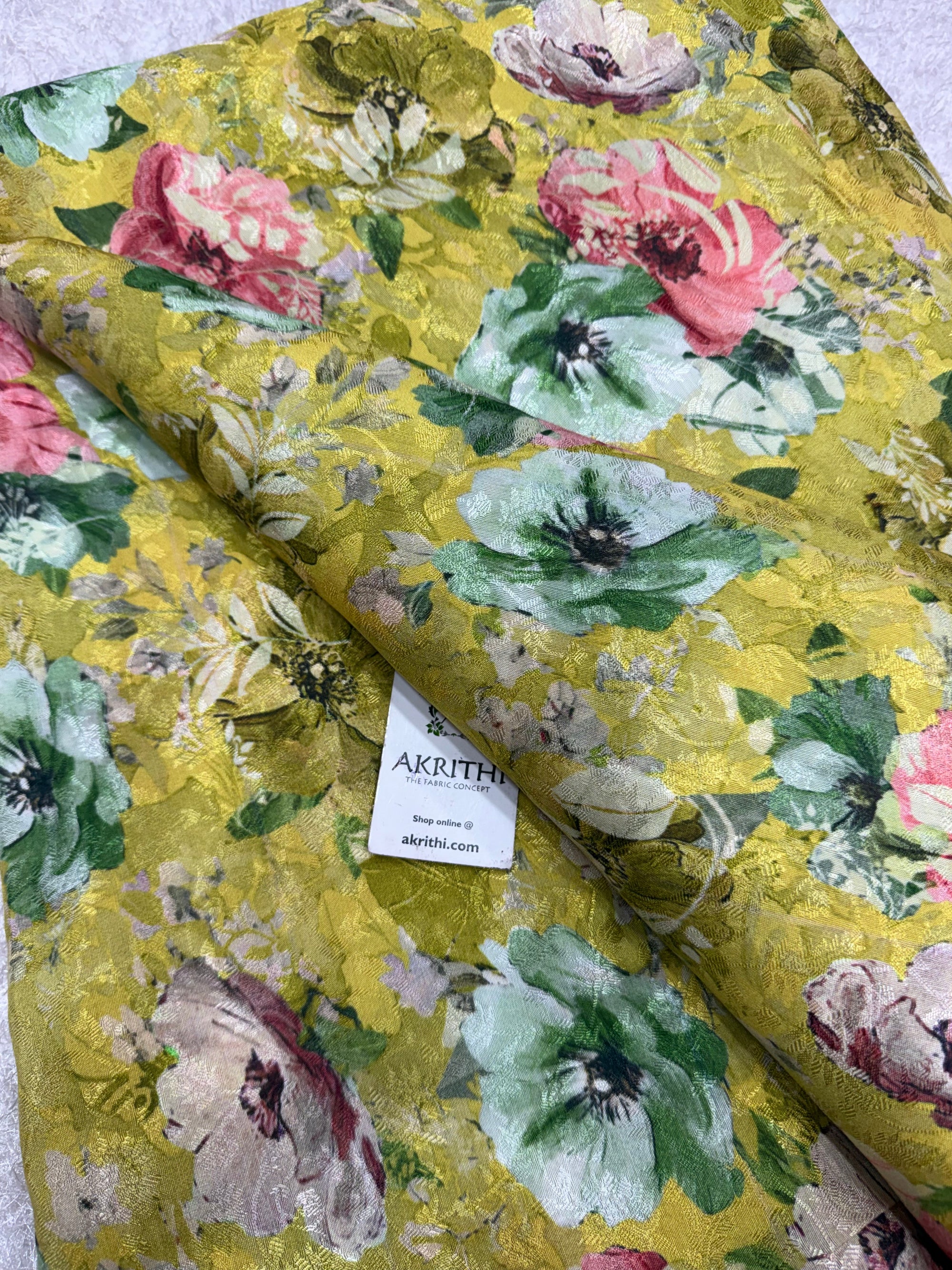 Printed pure viscose muslin jacquard fabric