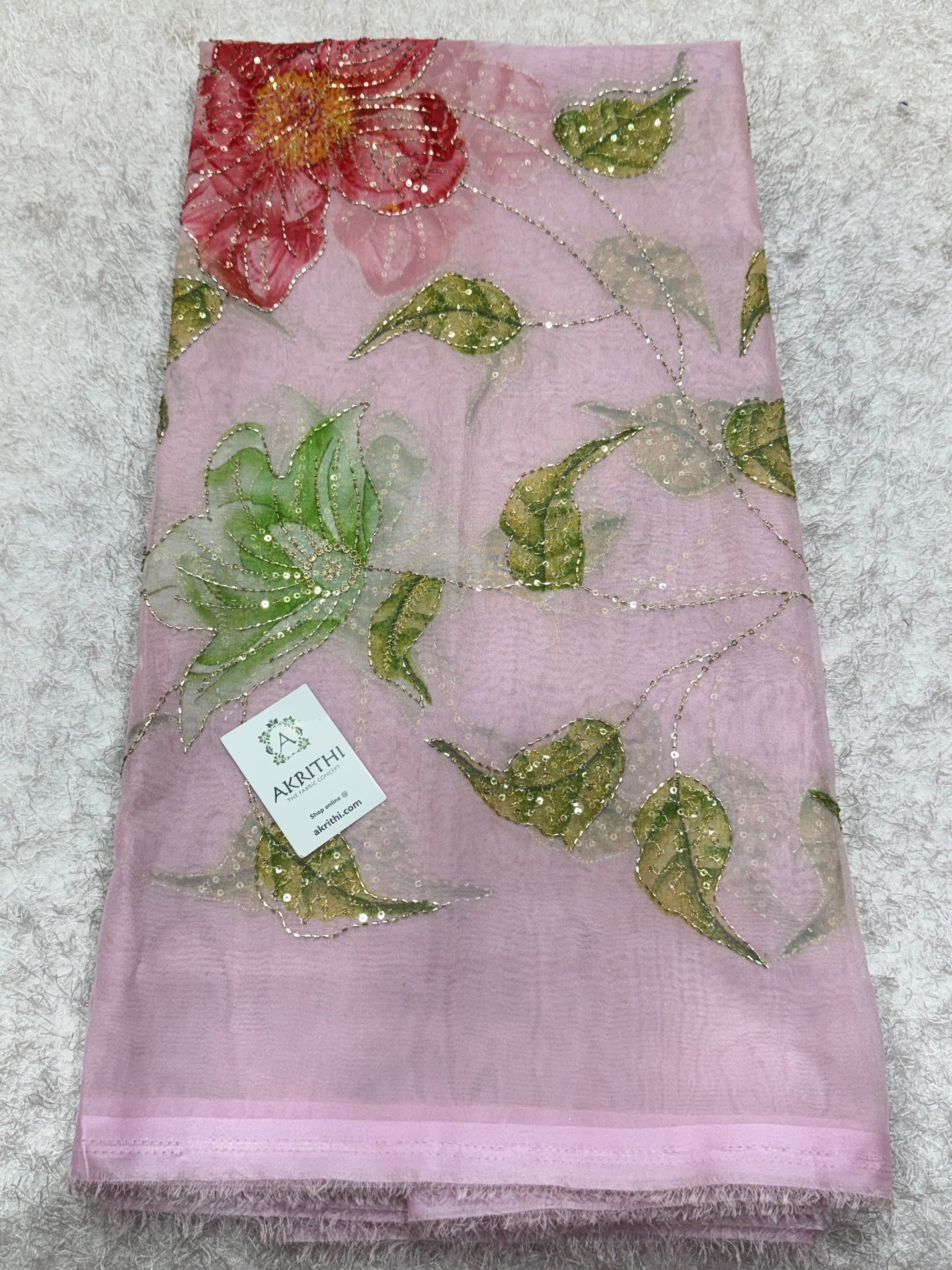 Embroidered soft viscose organza fabric