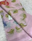 Embroidered soft viscose organza fabric