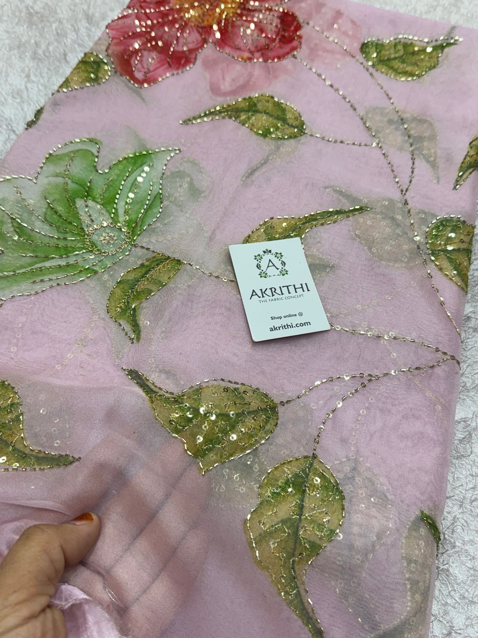 Embroidered soft viscose organza fabric