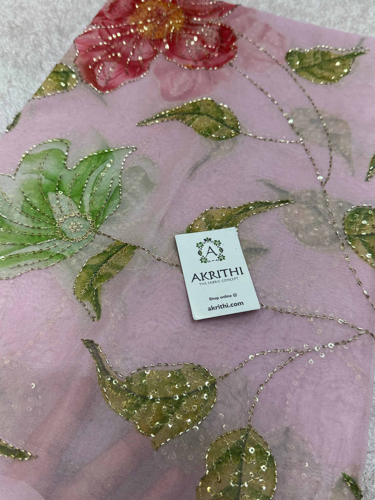 Embroidered soft viscose organza fabric