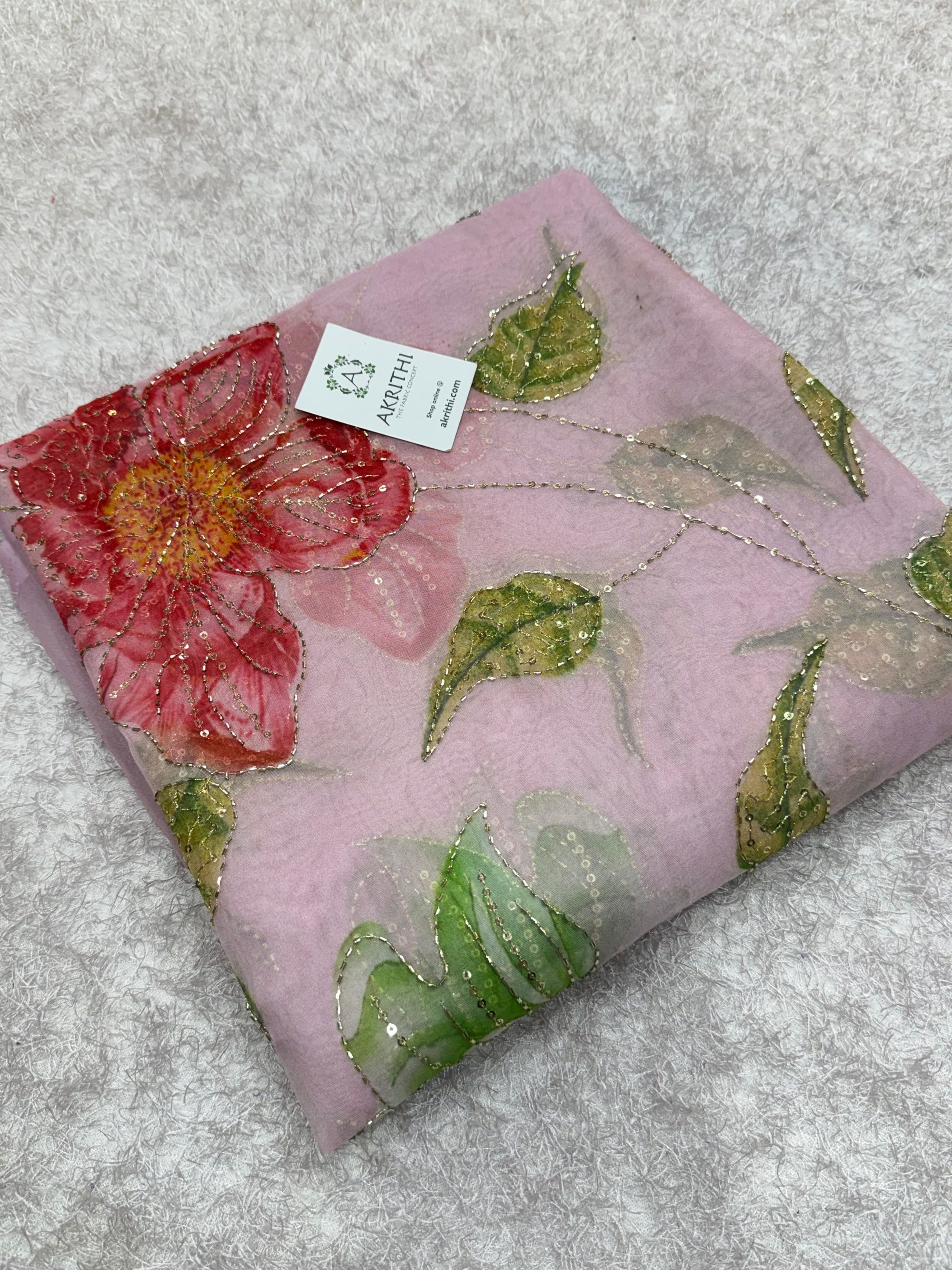 Embroidered soft viscose organza fabric