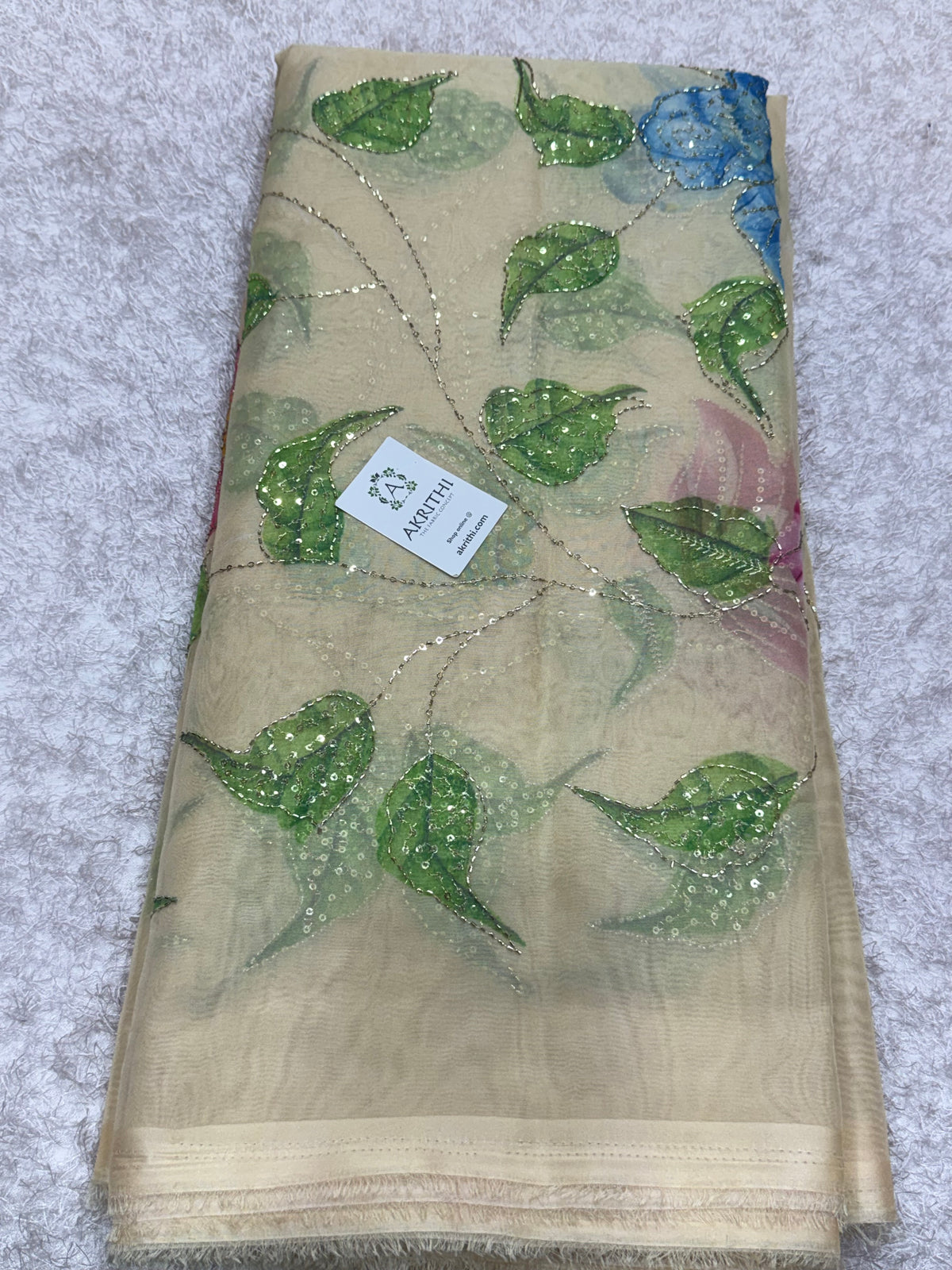 Embroidered soft viscose organza fabric