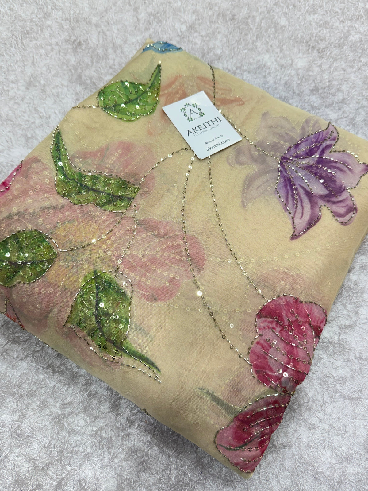 Embroidered soft viscose organza fabric