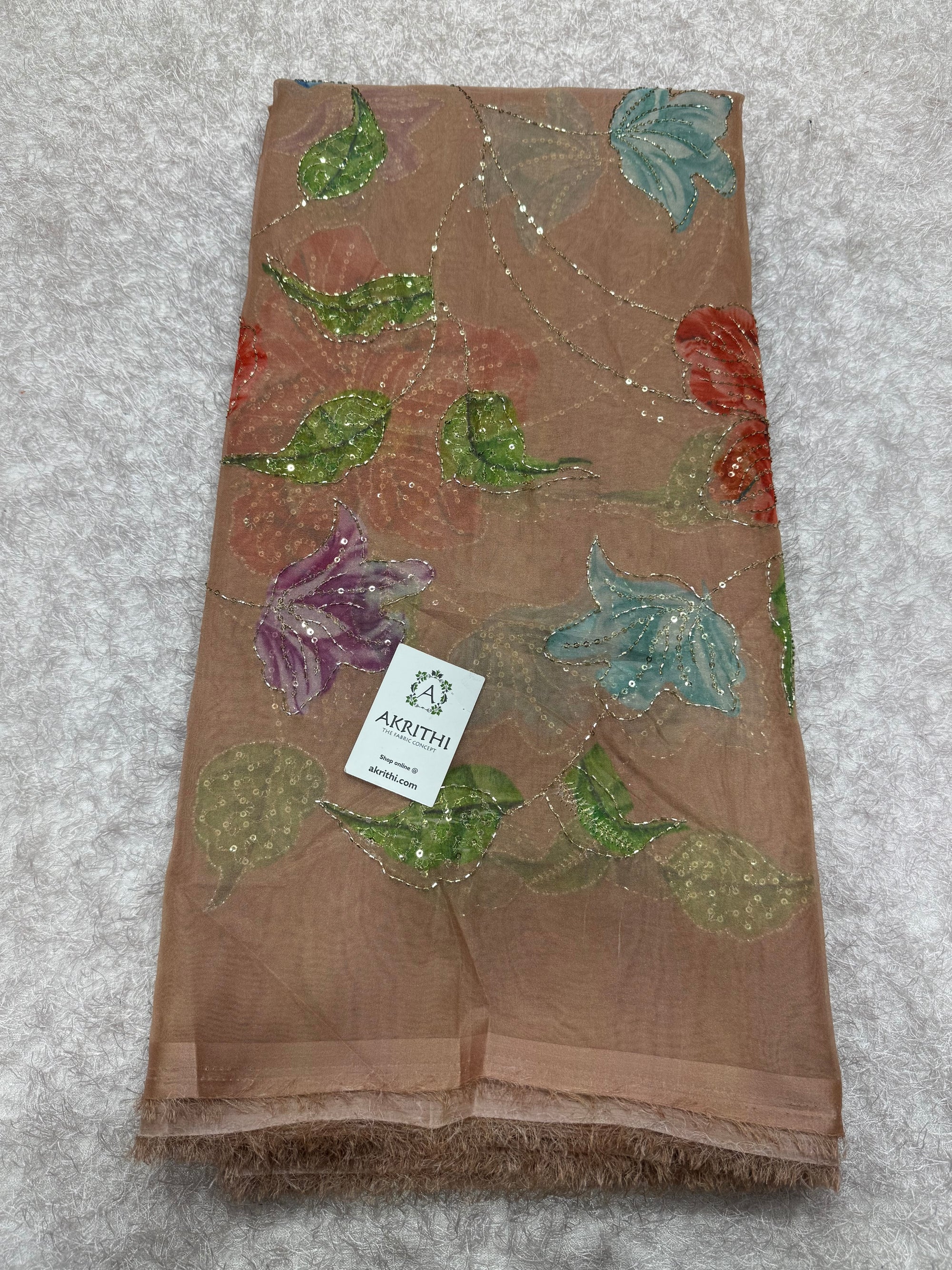 Embroidered soft viscose organza fabric