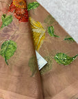 Embroidered soft viscose organza fabric