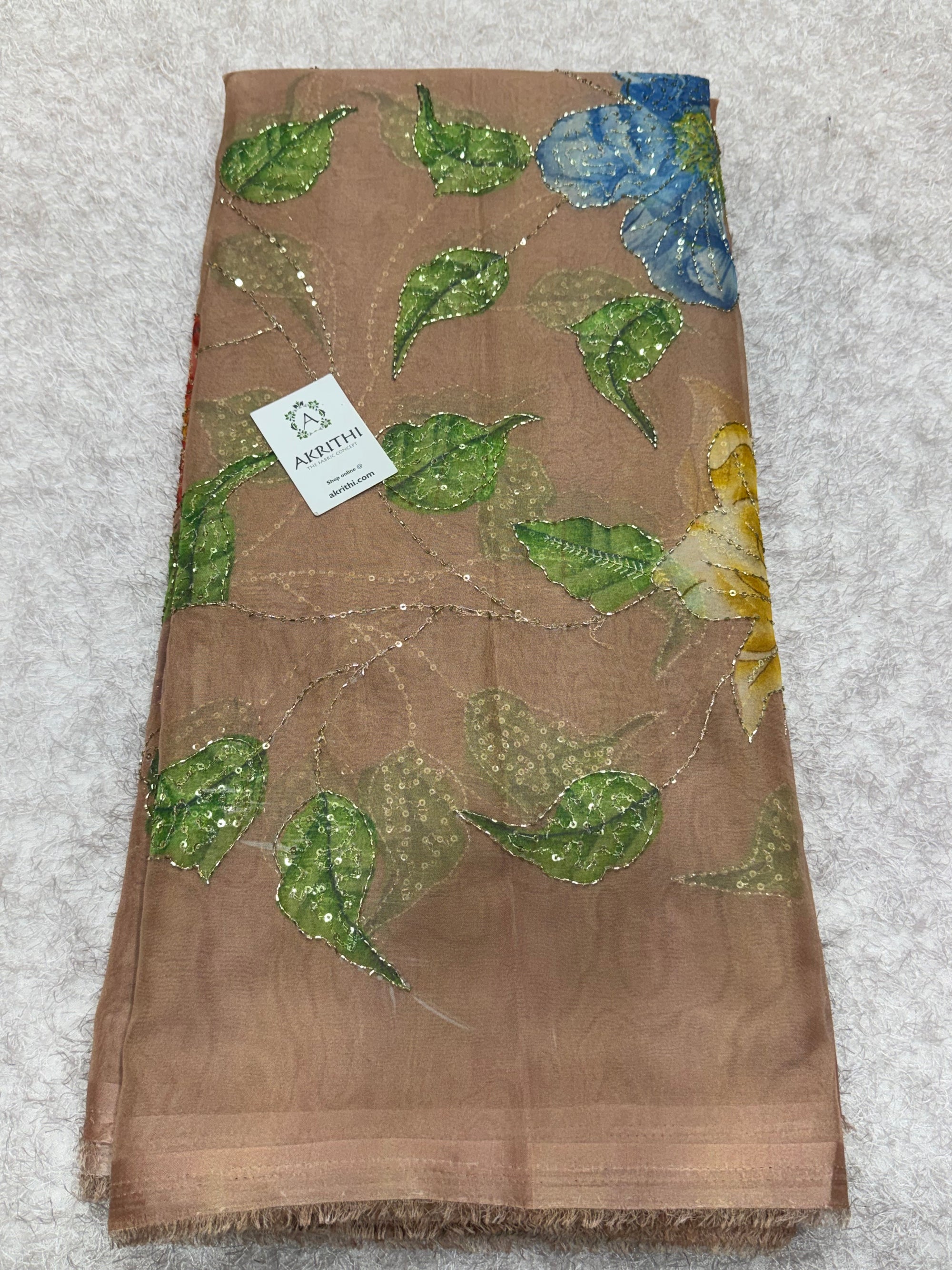 Embroidered soft viscose organza fabric