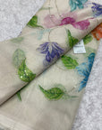 Embroidered soft viscose organza fabric