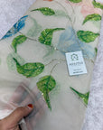 Embroidered soft viscose organza fabric