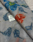 Embroidered soft viscose organza fabric