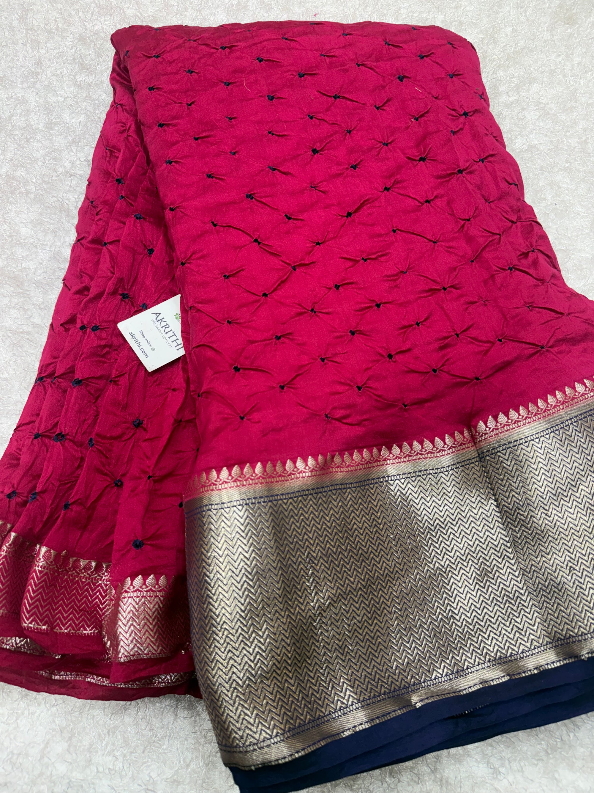 Pure chiniya silk bandhani with Banarasi border fabric