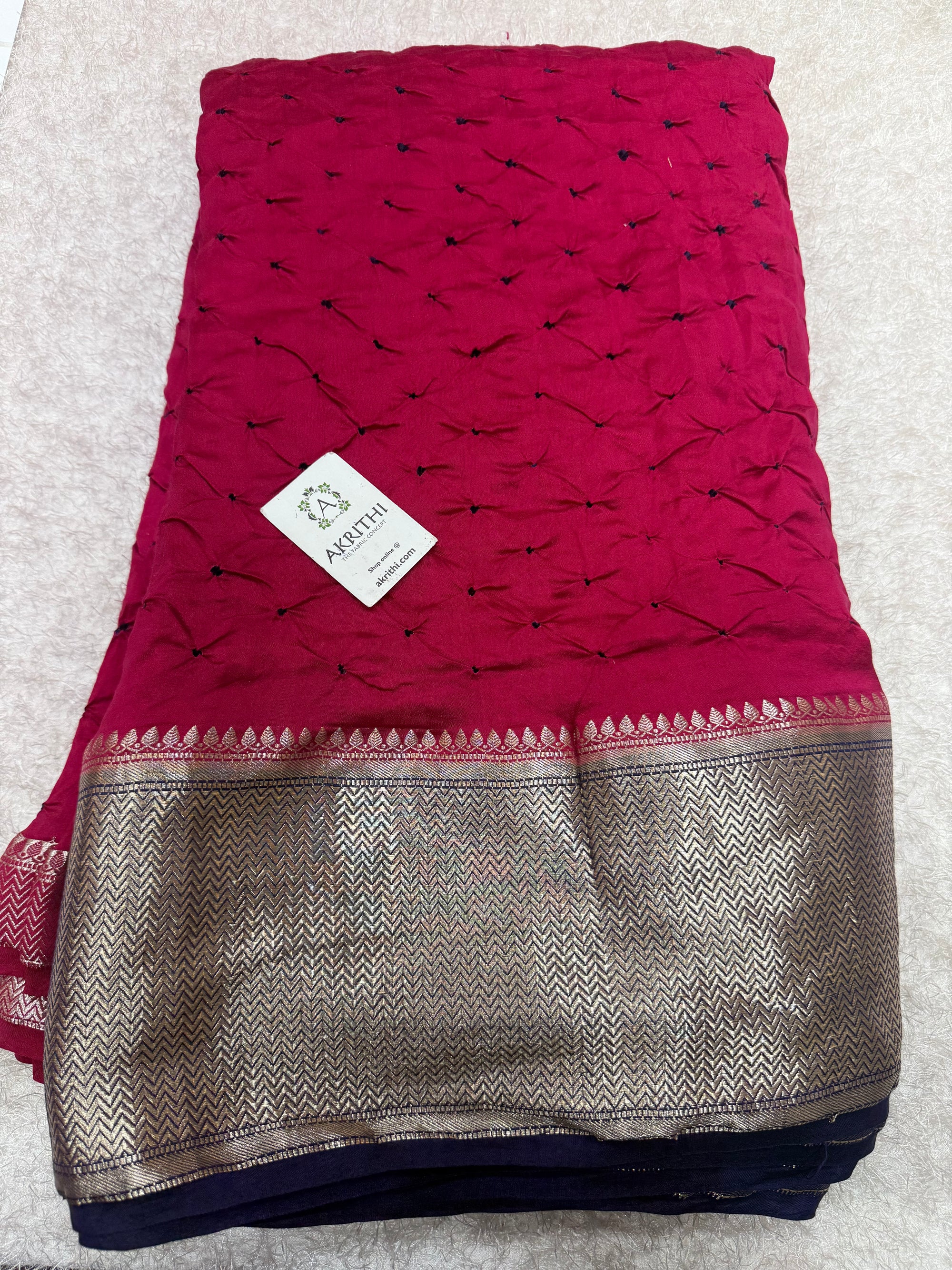 Pure chiniya silk bandhani with Banarasi border fabric
