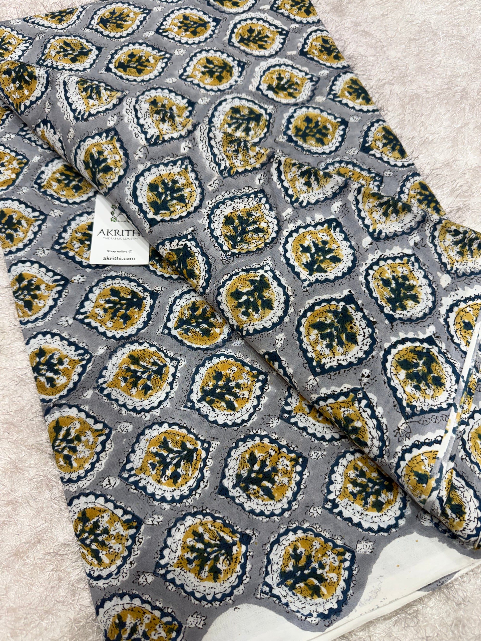Hand block pure cotton fabric