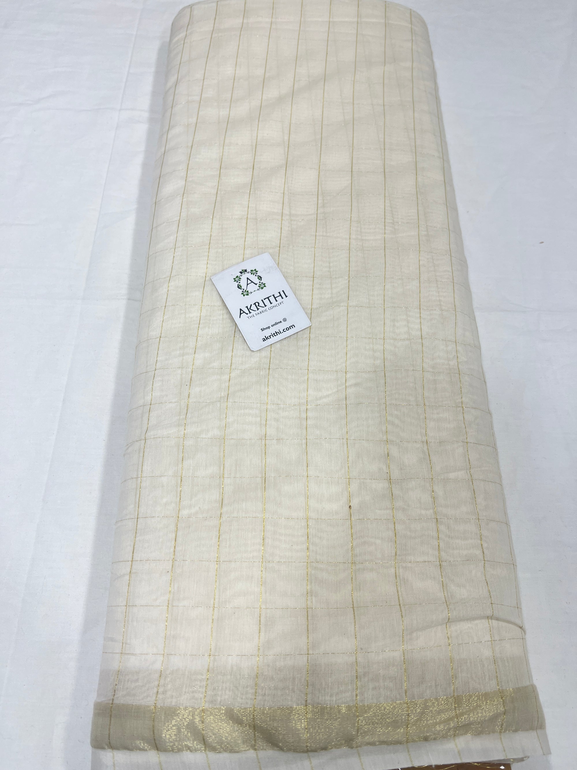 Dyeable chanderi with gold zari checks fabric