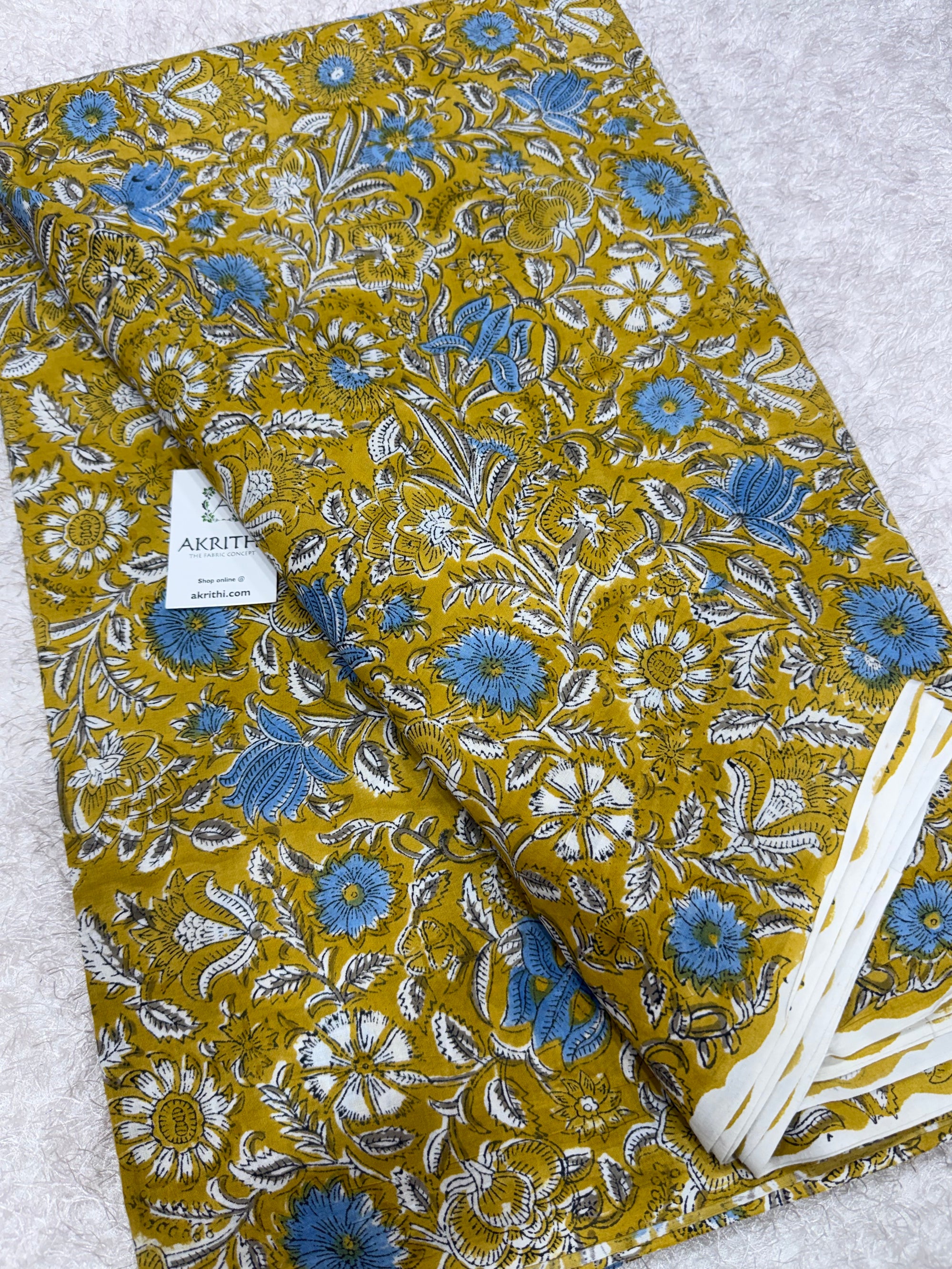 Hand block pure cotton fabric