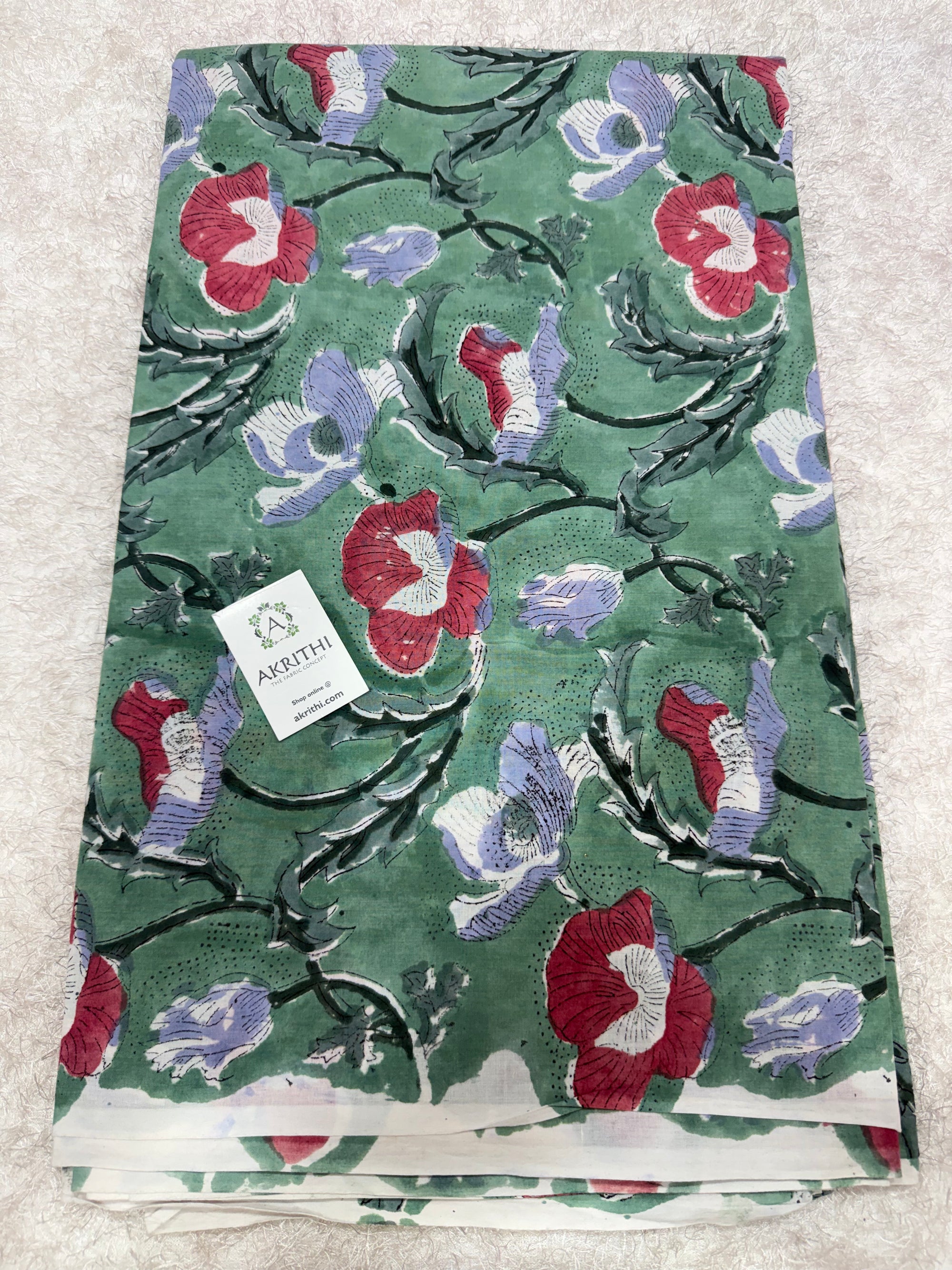 Hand block pure cotton fabric