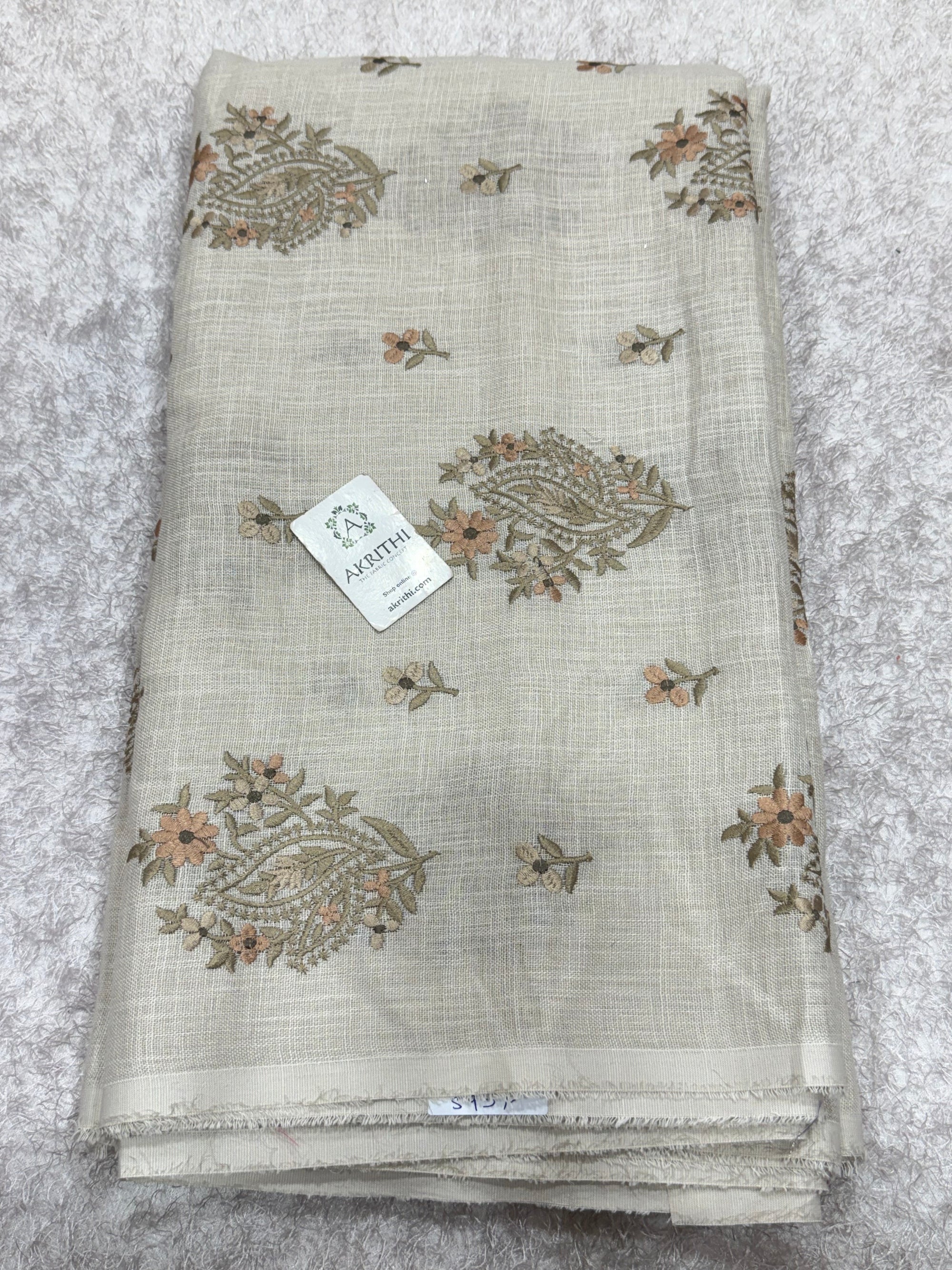 Embroidered linen fabric