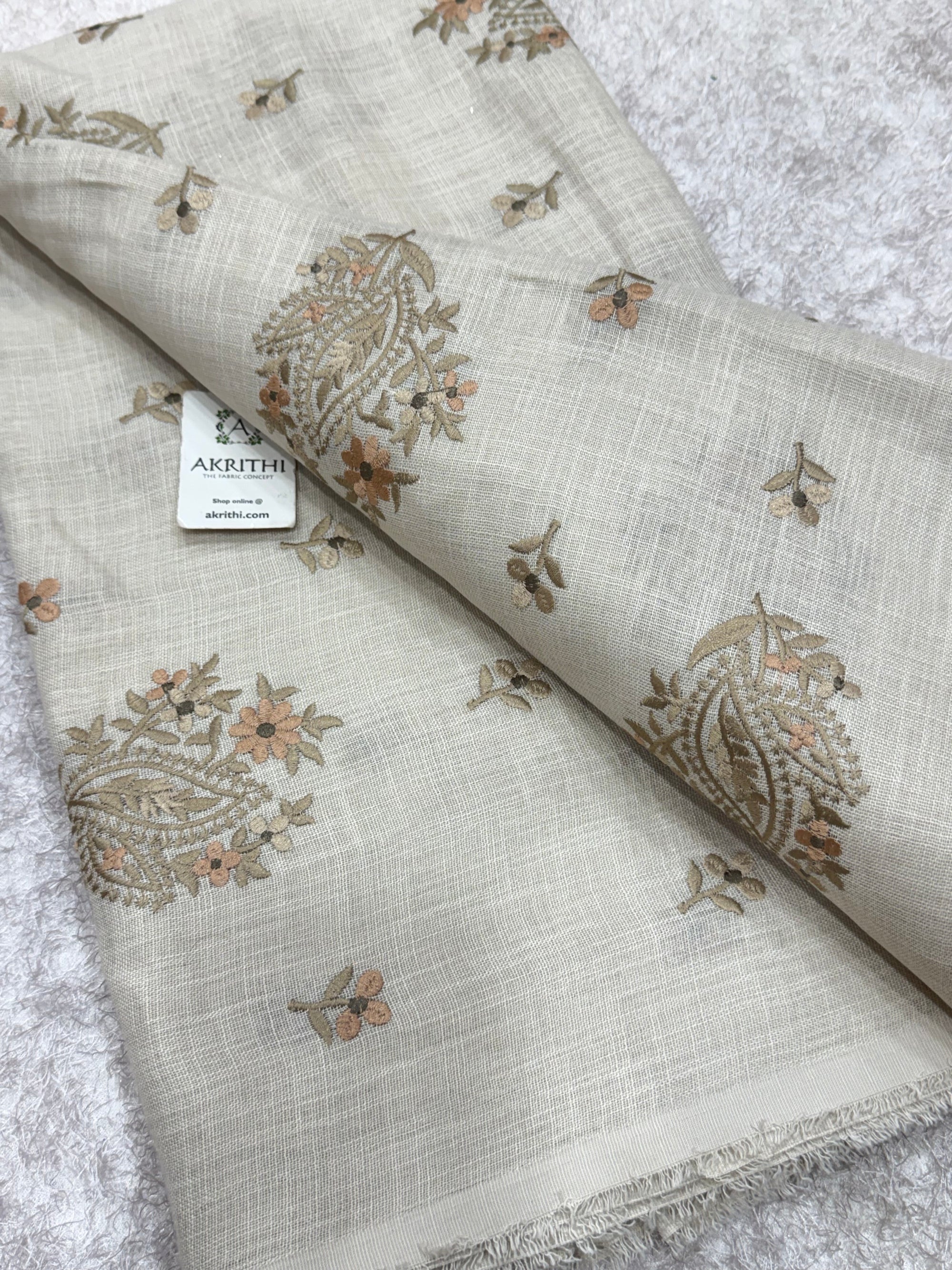 Embroidered linen fabric