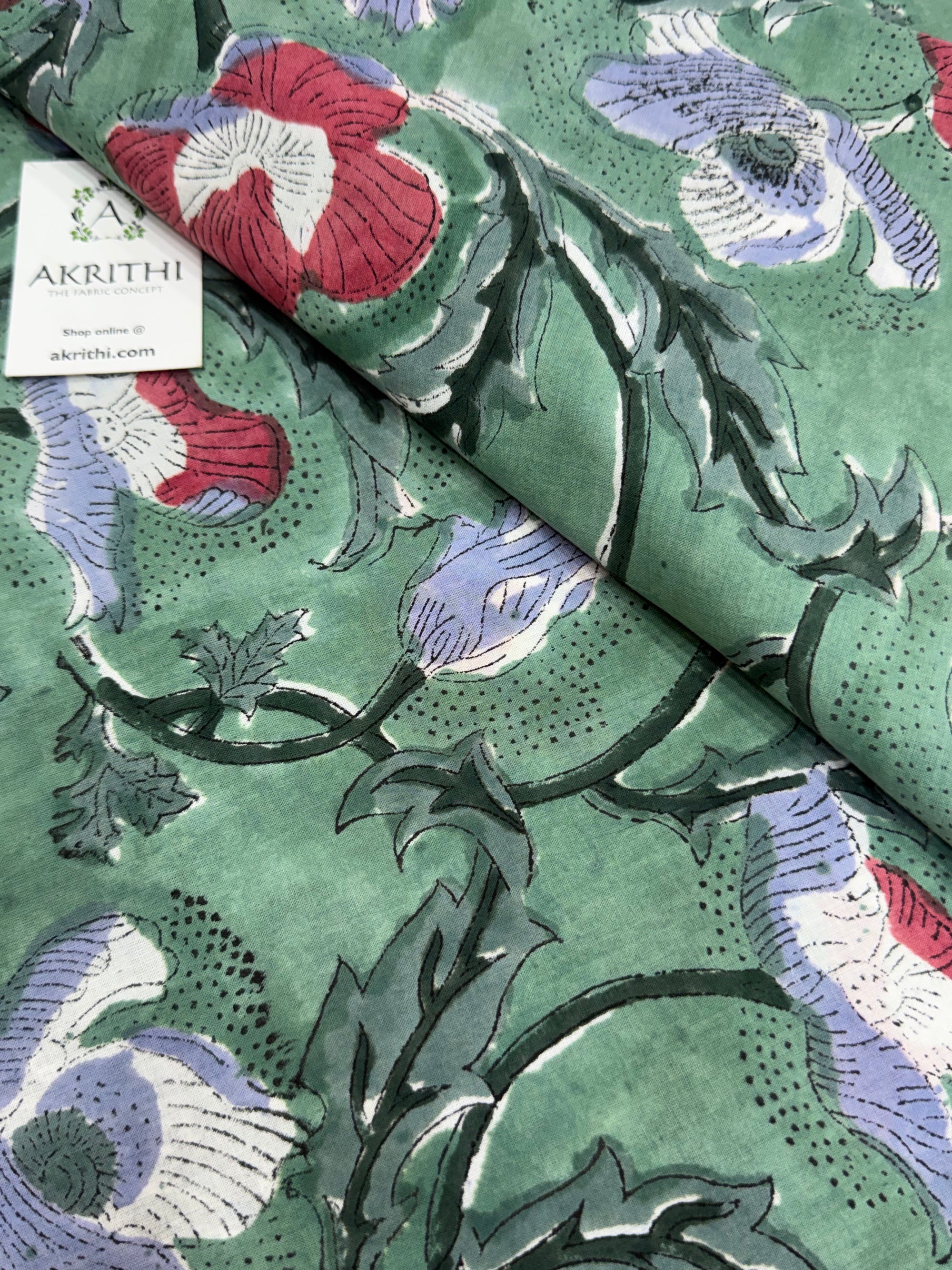 Hand block pure cotton fabric