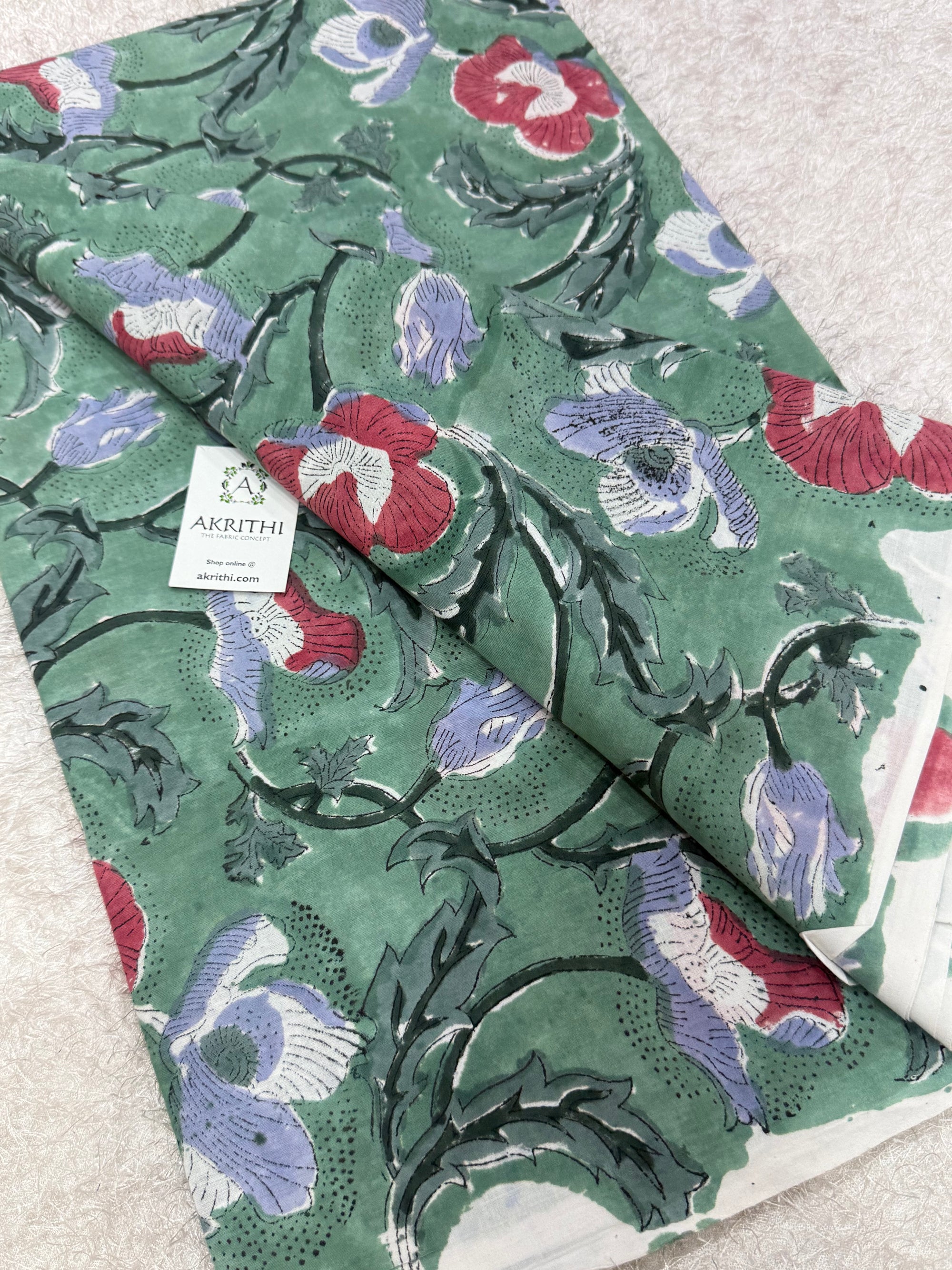 Hand block pure cotton fabric