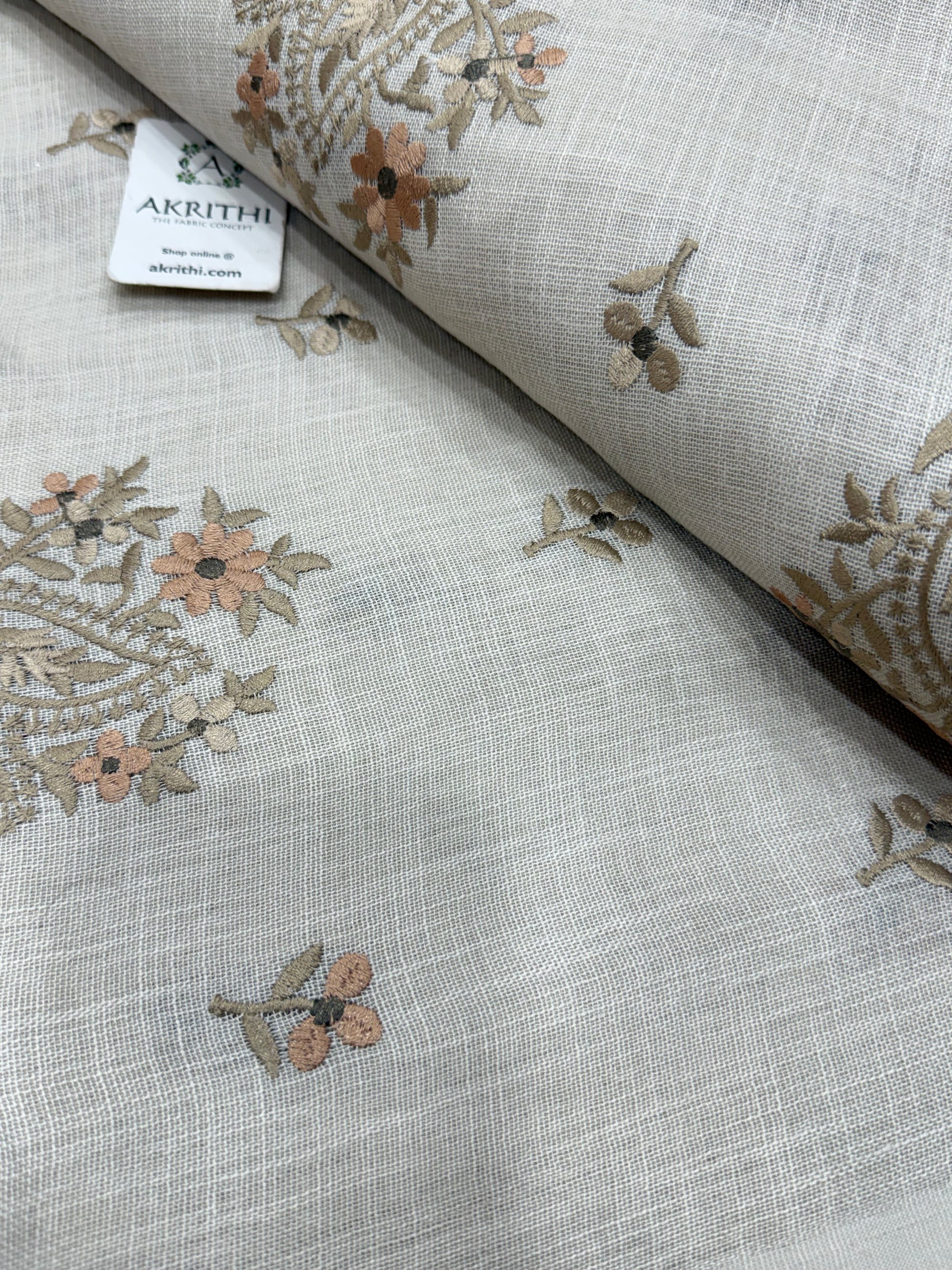 Embroidered linen fabric