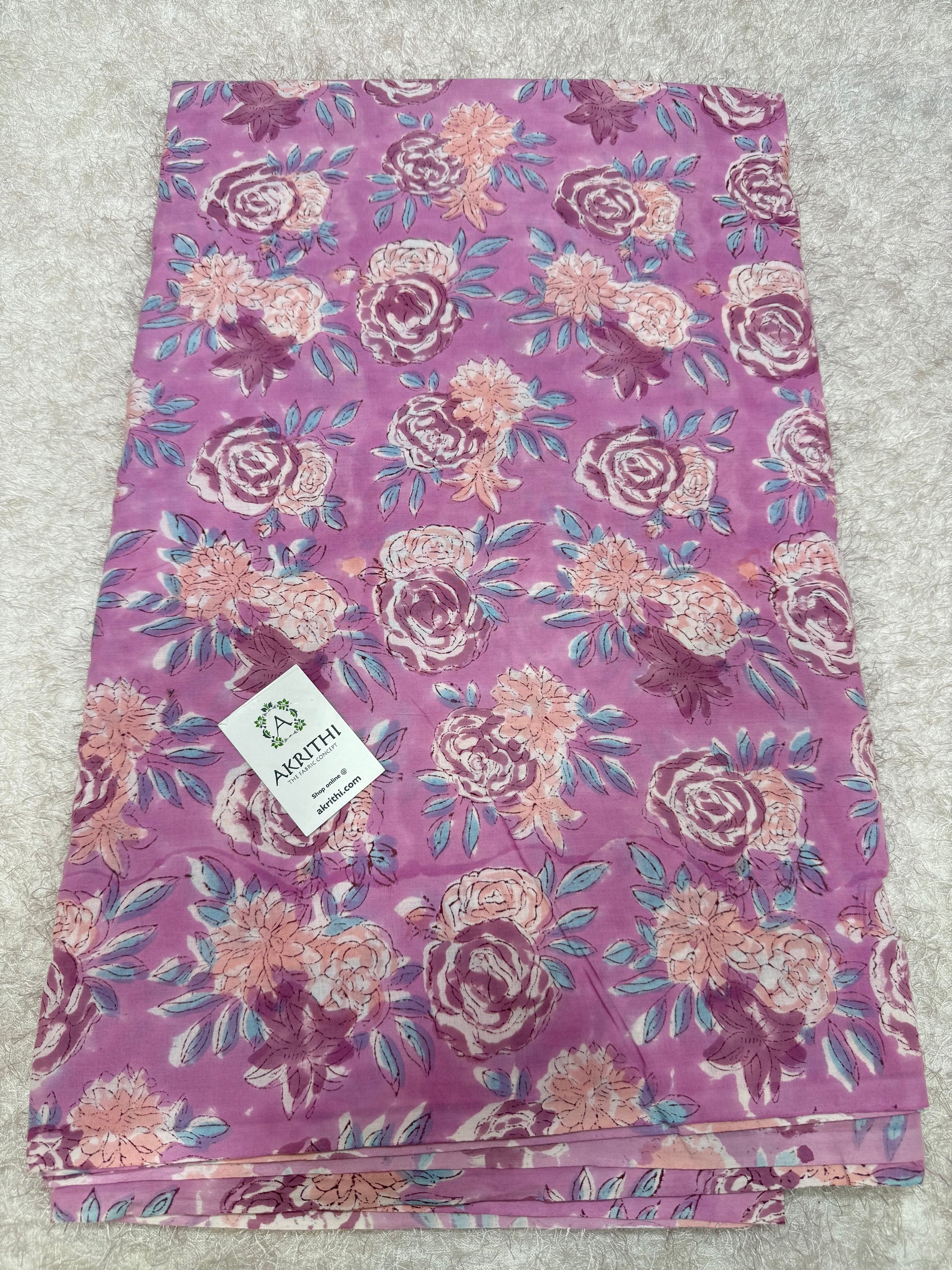 Hand block pure cotton fabric