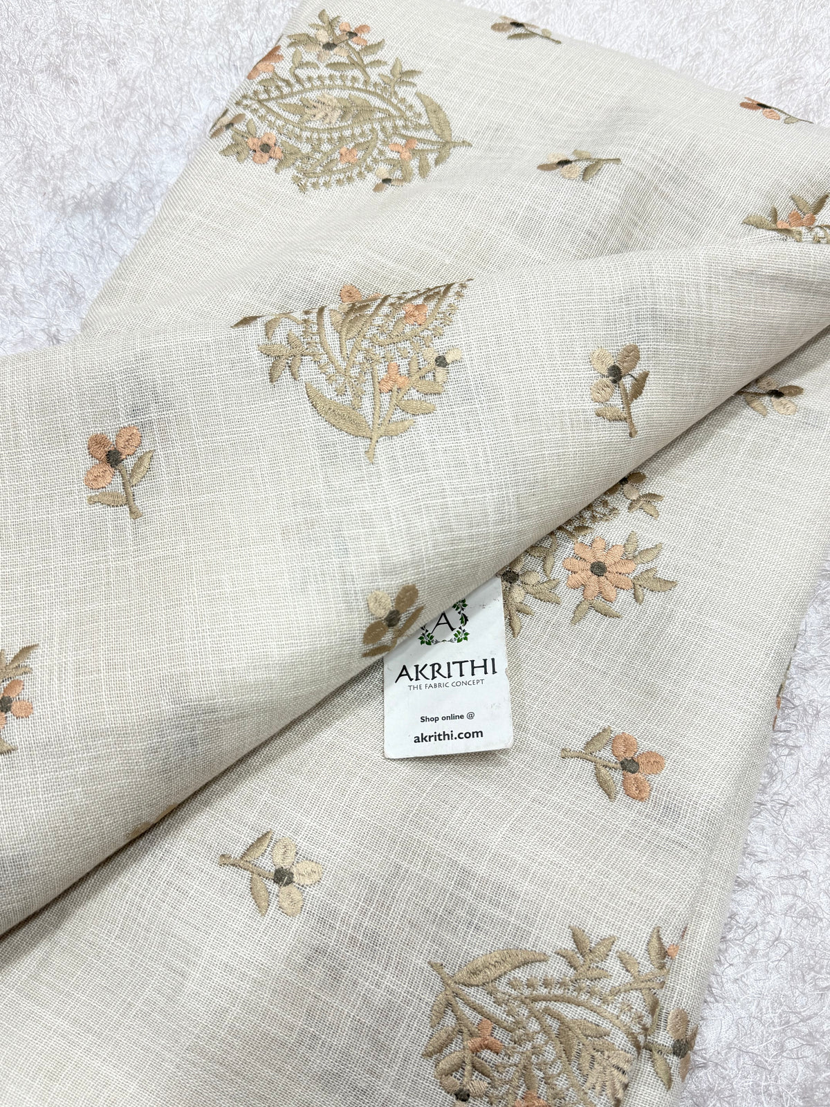 Embroidered linen fabric