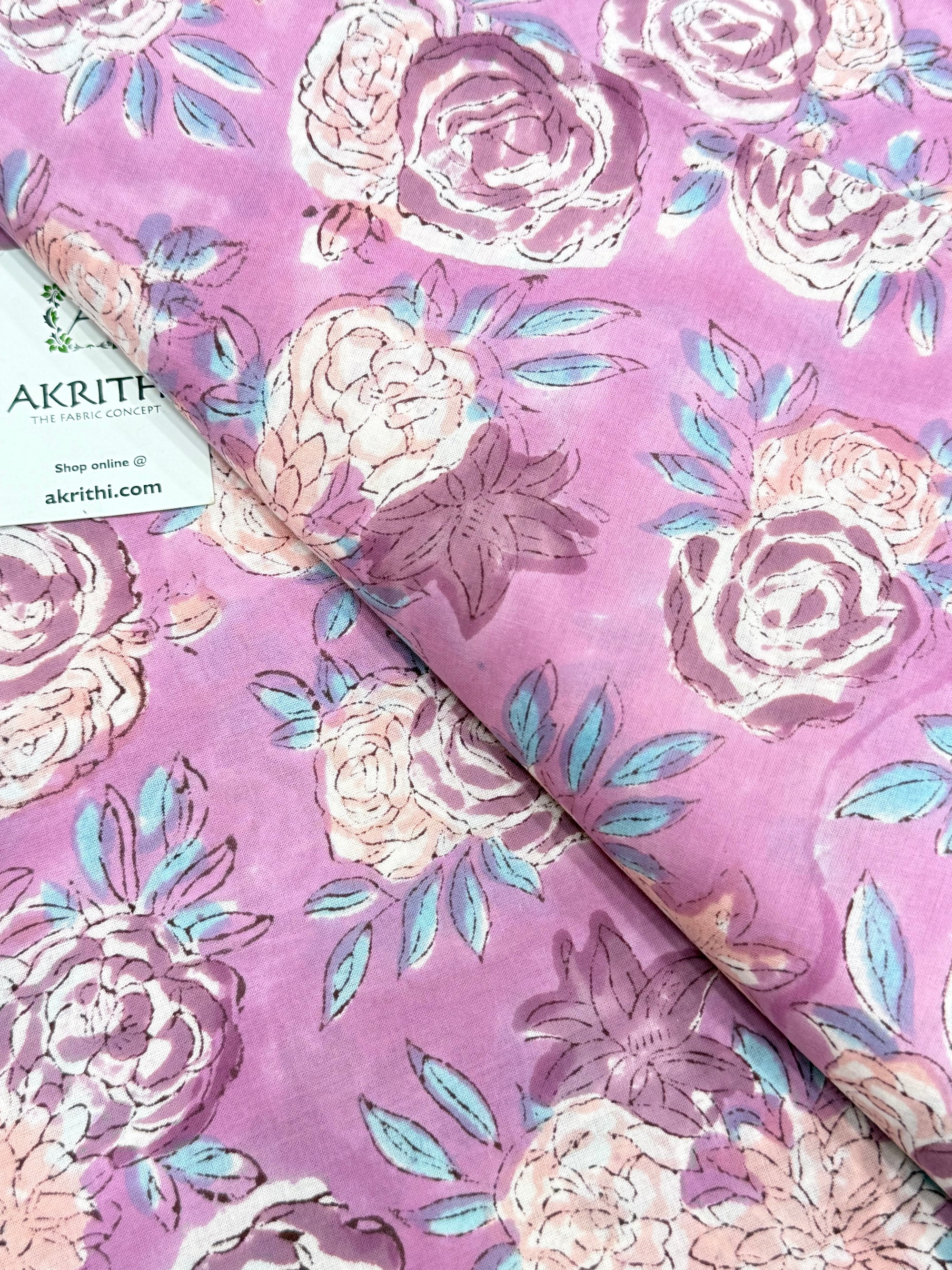 Hand block pure cotton fabric