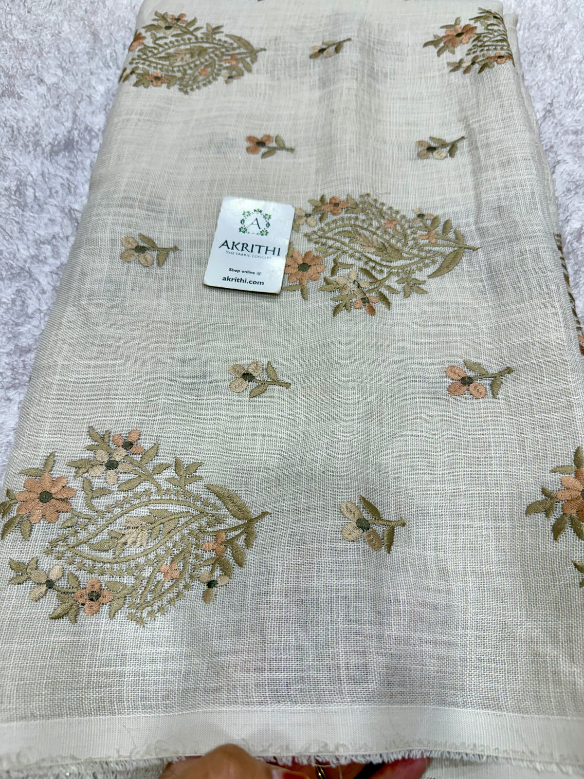 Embroidered linen fabric