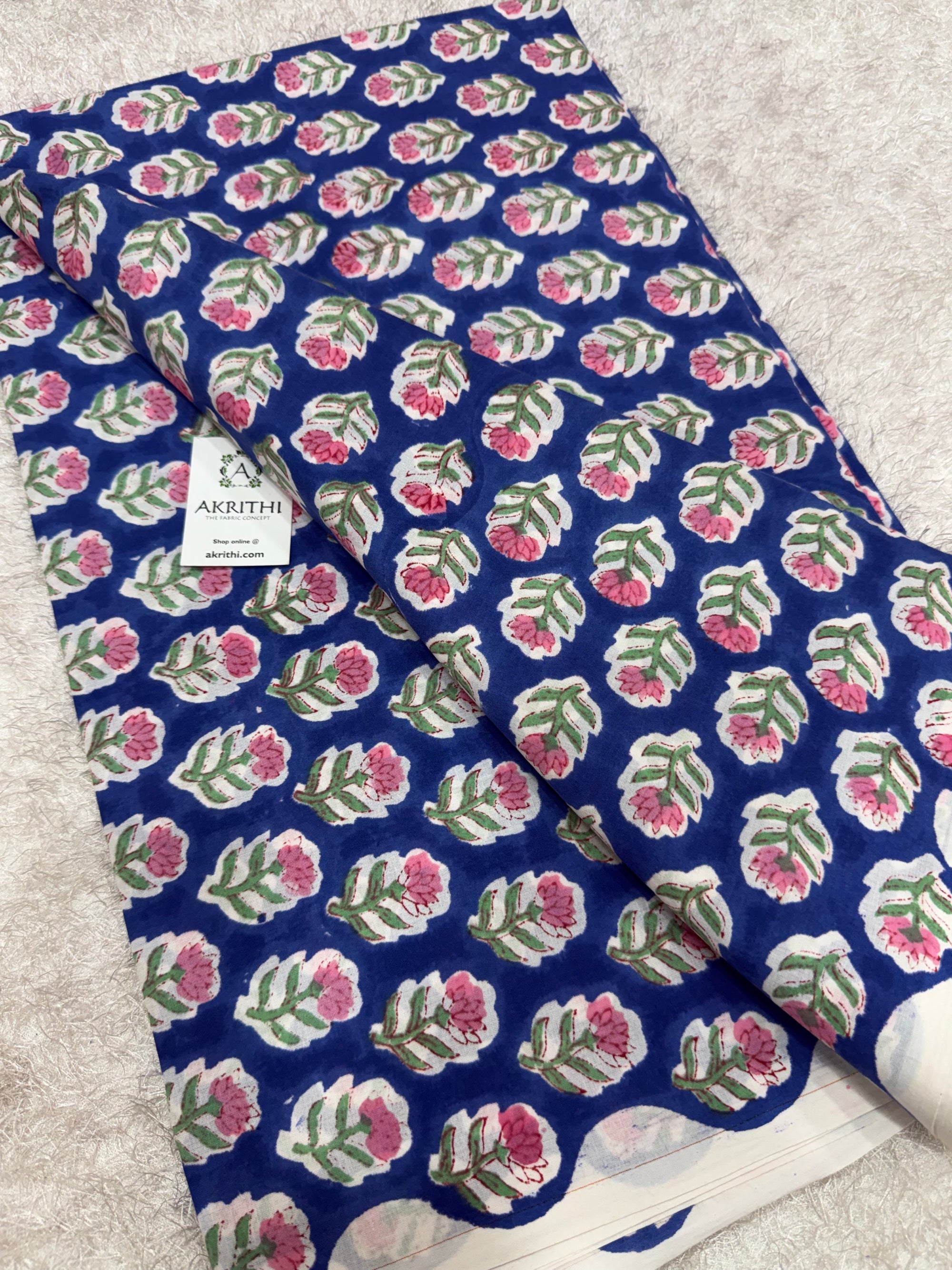 Hand block pure cotton fabric