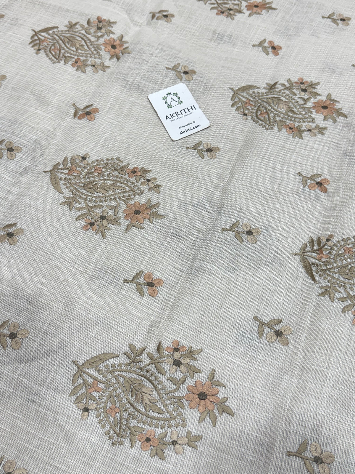 Embroidered linen fabric